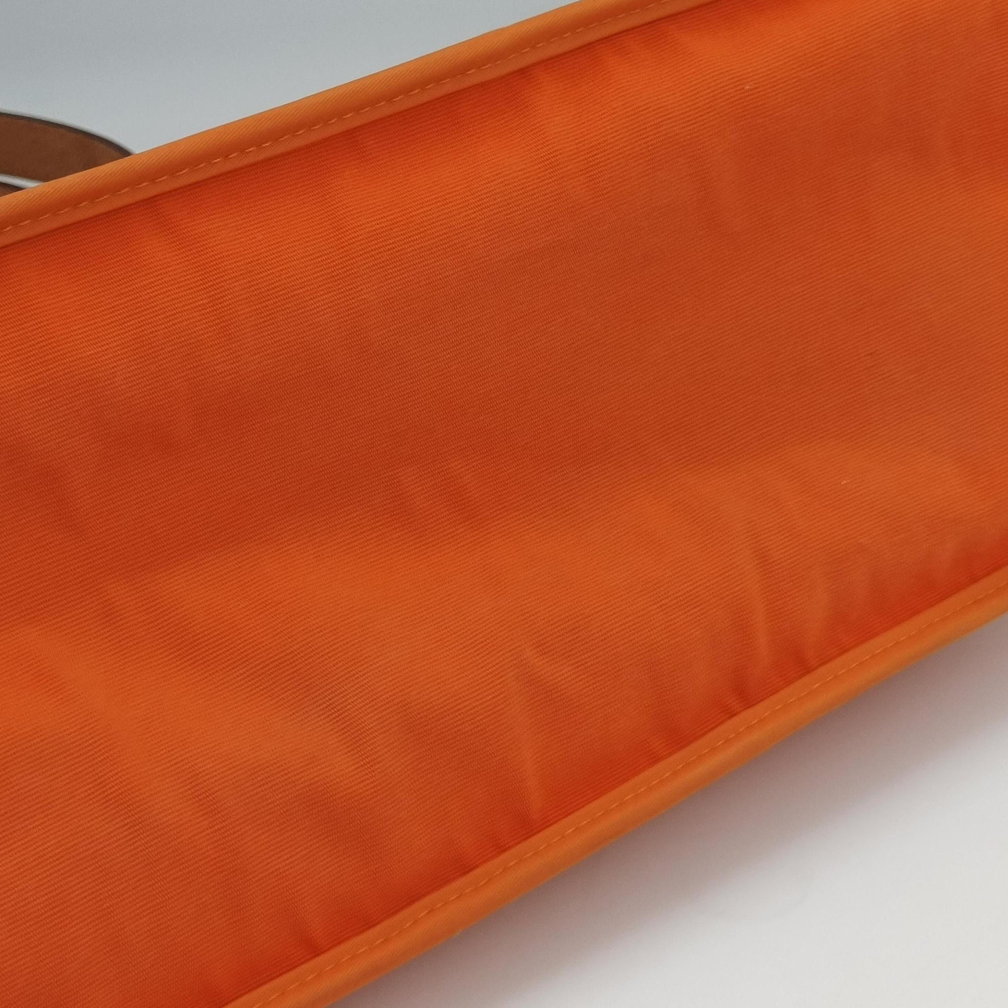 Pre-owned Hermes Cabag Elan Orange Toile Officier × Leather  shoulderbag | stylenewstar
