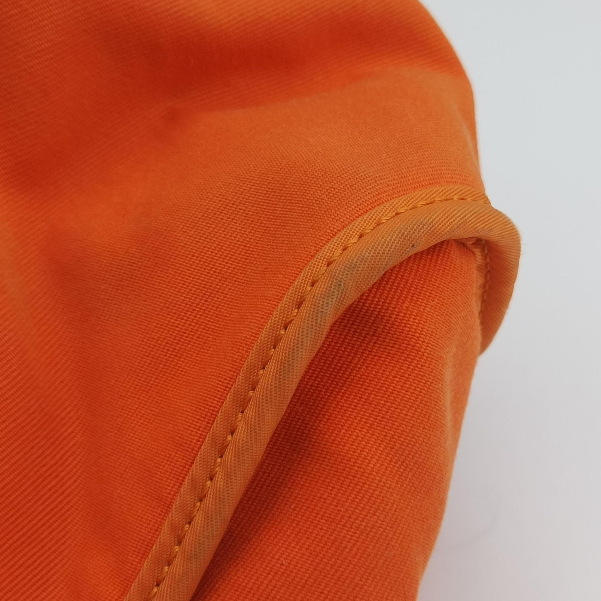 Pre-owned Hermes Cabag Elan Orange Toile Officier × Leather  shoulderbag | stylenewstar