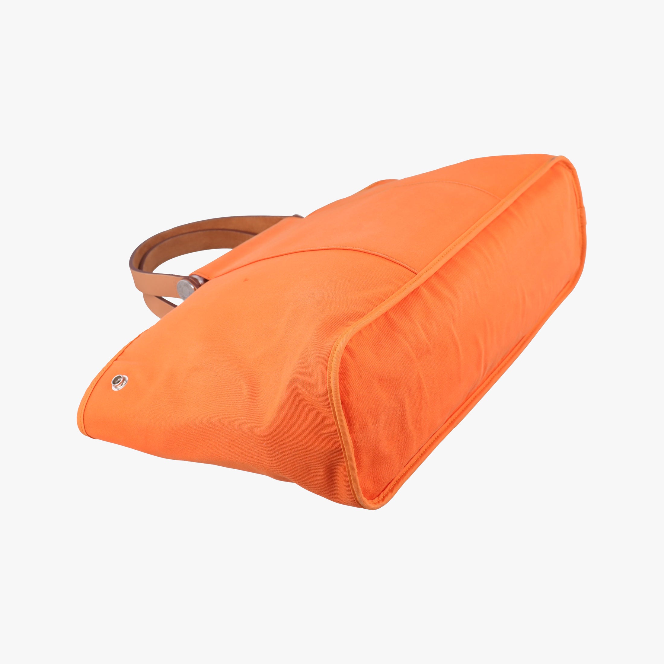 Pre-owned Hermes Cabag Elan Orange Toile Officier × Leather  shoulderbag | stylenewstar