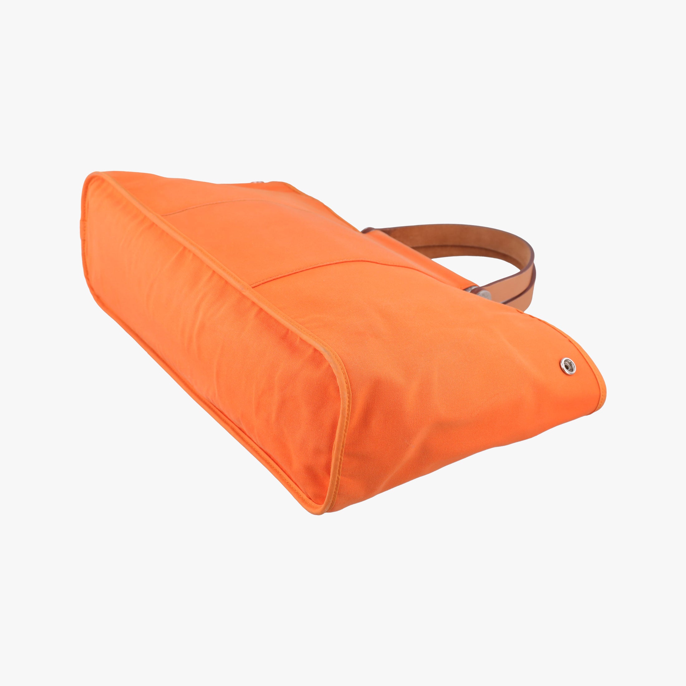 Pre-owned Hermes Cabag Elan Orange Toile Officier × Leather  shoulderbag | stylenewstar