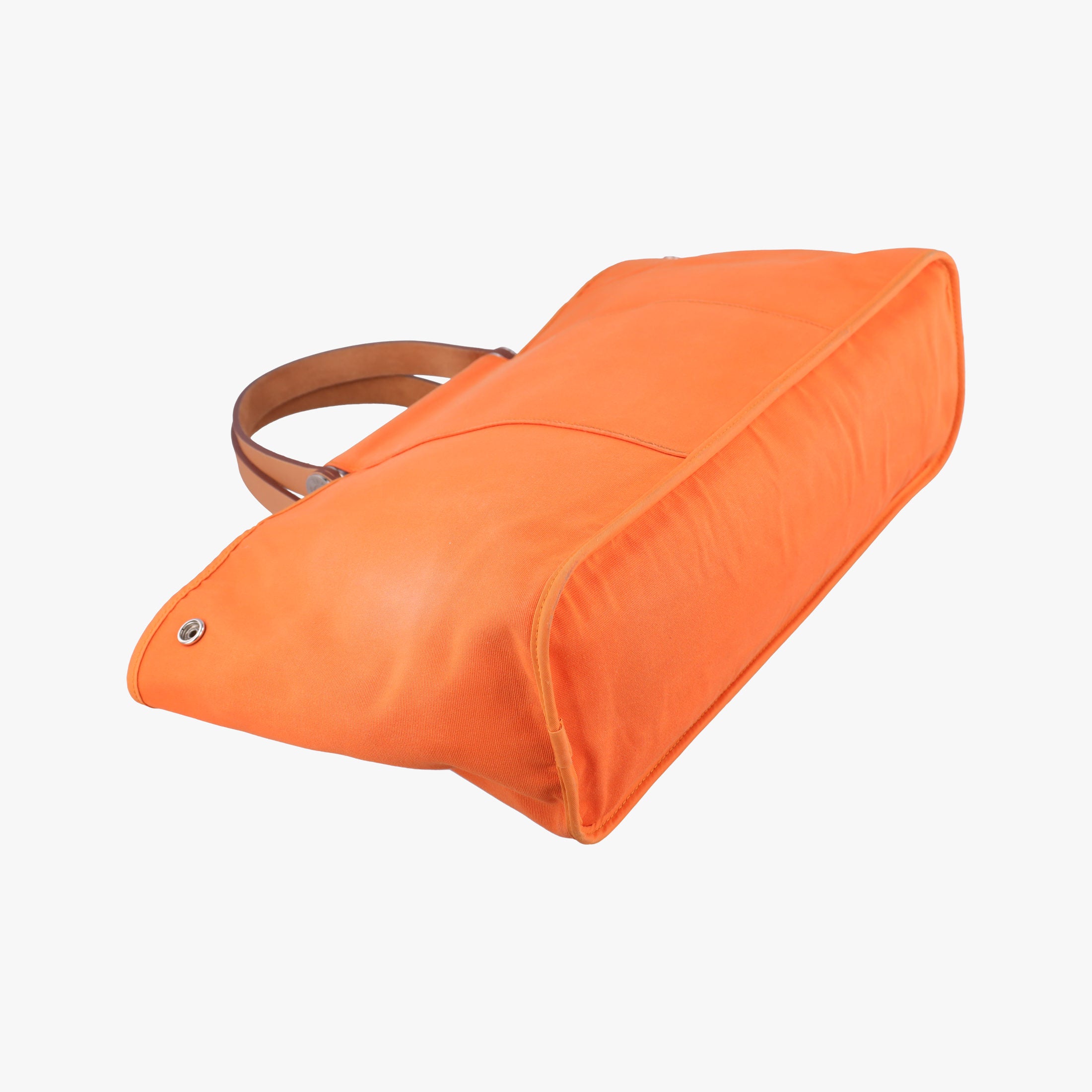 Pre-owned Hermes Cabag Elan Orange Toile Officier × Leather  shoulderbag | stylenewstar