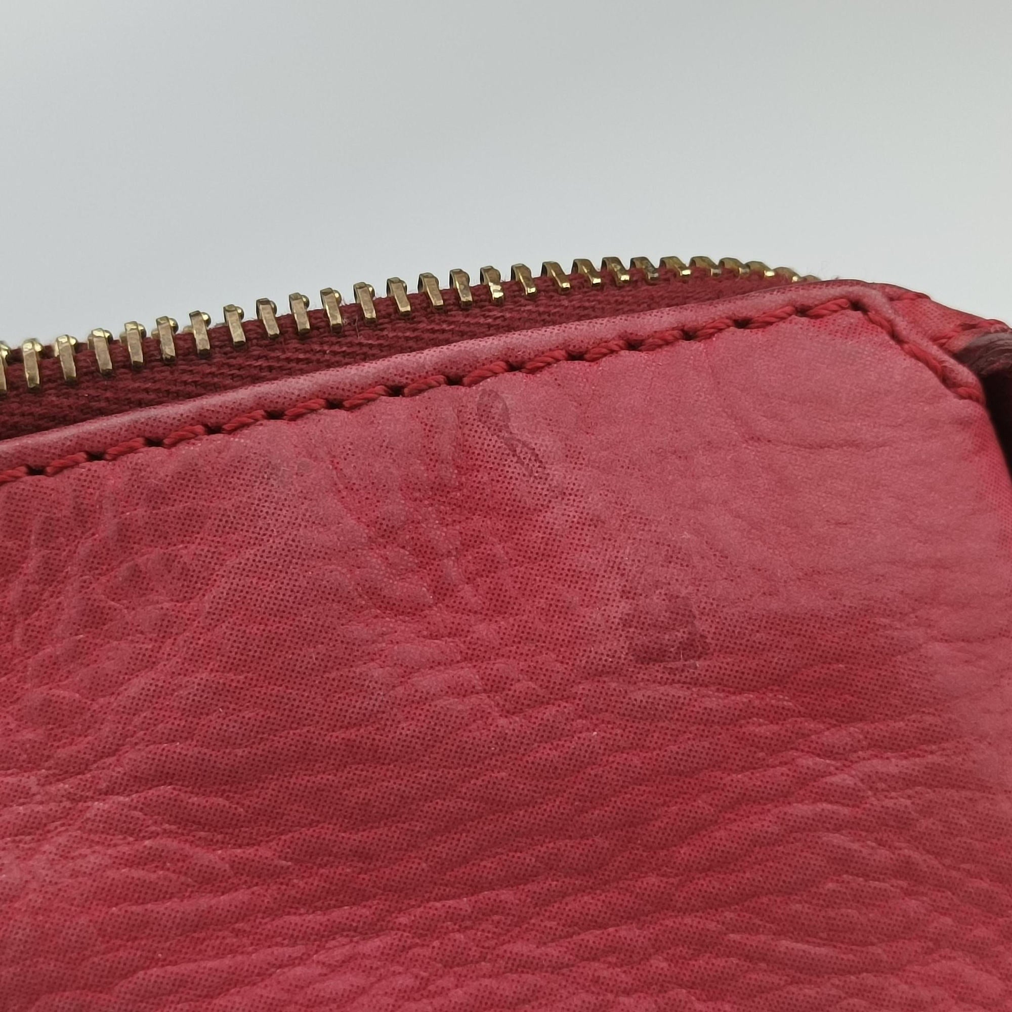 Pre-owned Fendi Lampo FF Logo Red Leather 8BR636 shoulderbag | stylenewstar