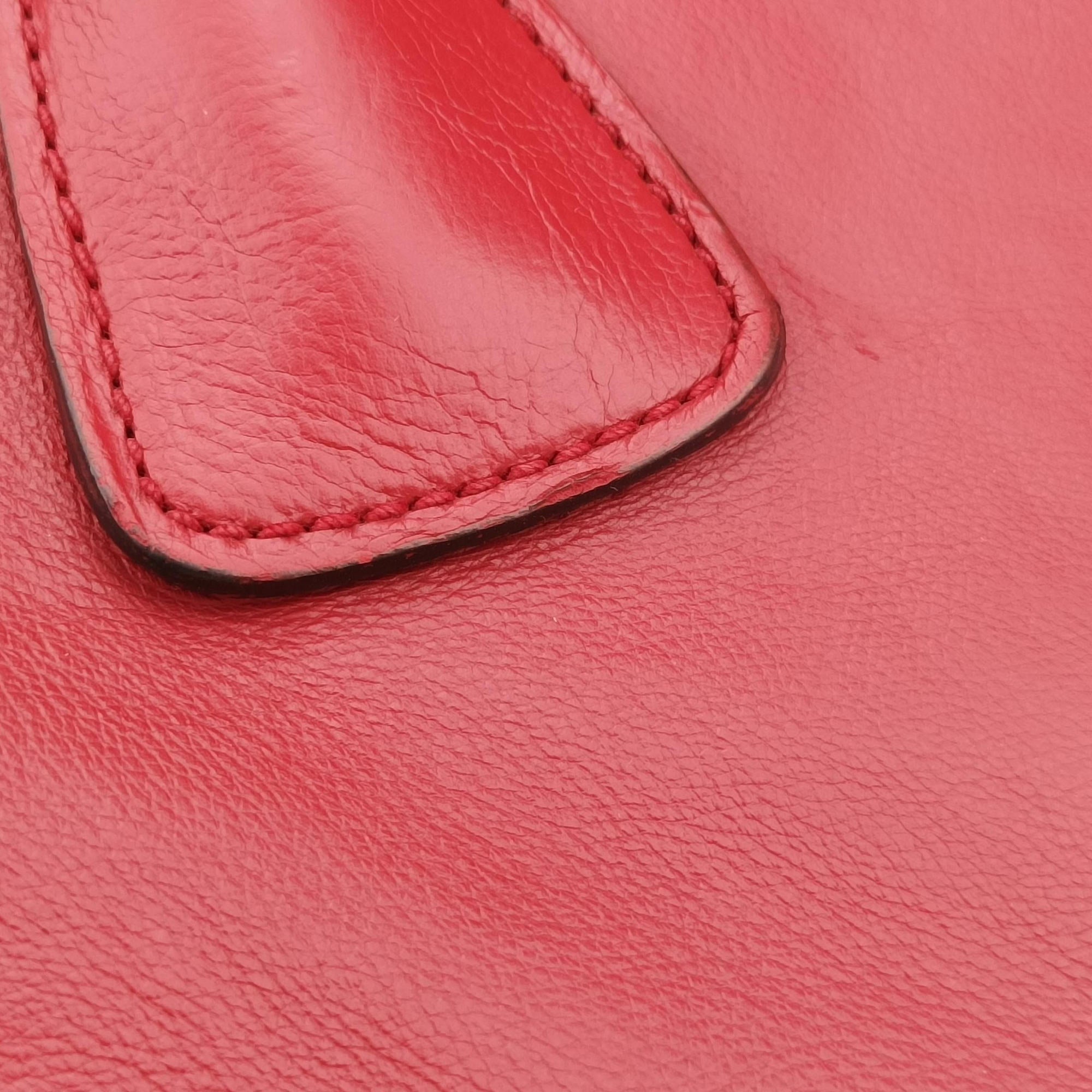 Pre-owned Prada Twin Pocket Winged Tote Red Leather BN2619 handbag | stylenewstar
