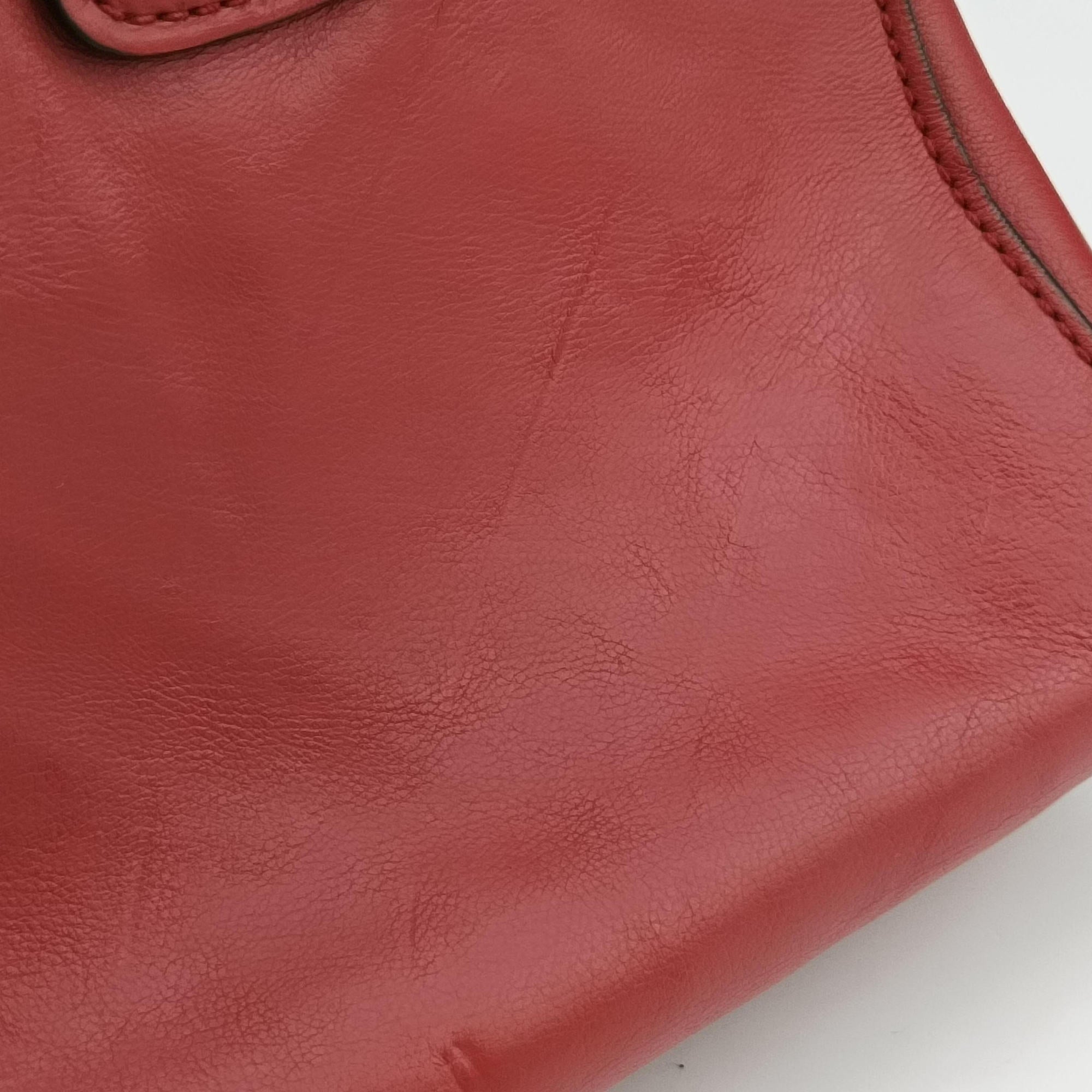 Pre-owned Prada Twin Pocket Winged Tote Red Leather BN2619 handbag | stylenewstar