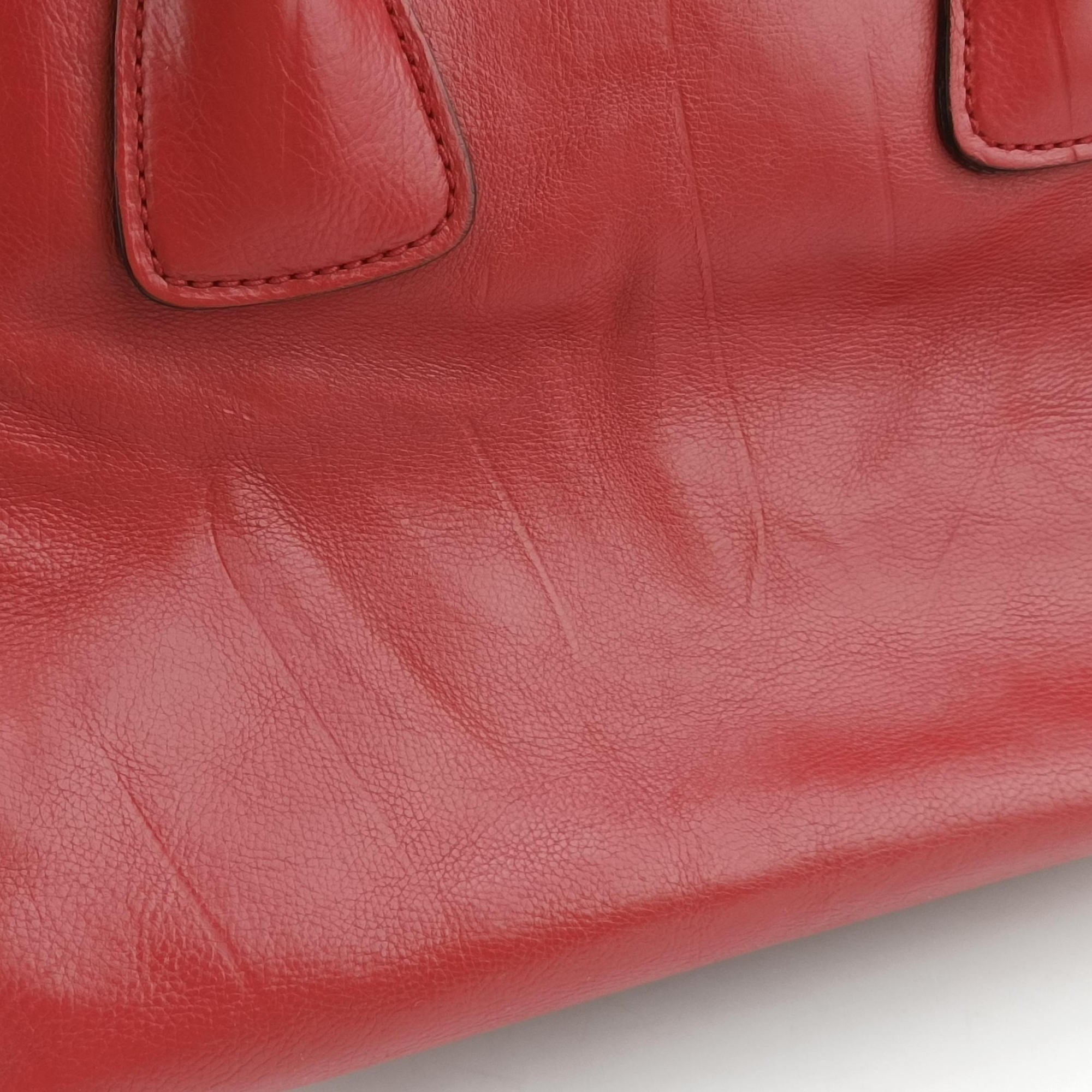 Pre-owned Prada Twin Pocket Winged Tote Red Leather BN2619 handbag | stylenewstar