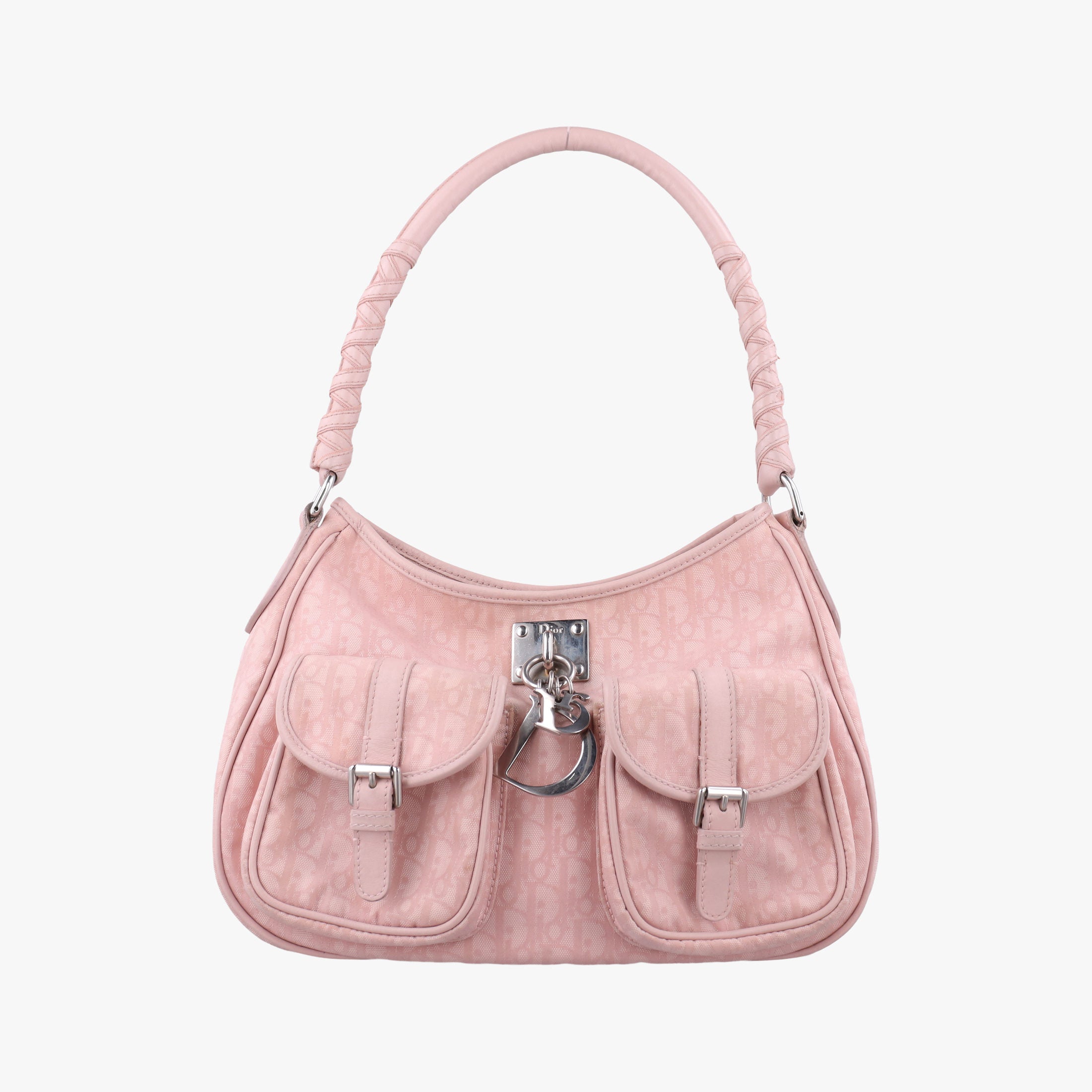 Secondhand Christian Dior Lovely Trotter Pink Cotton Canvas × Leather  handbag | stylenewstar
