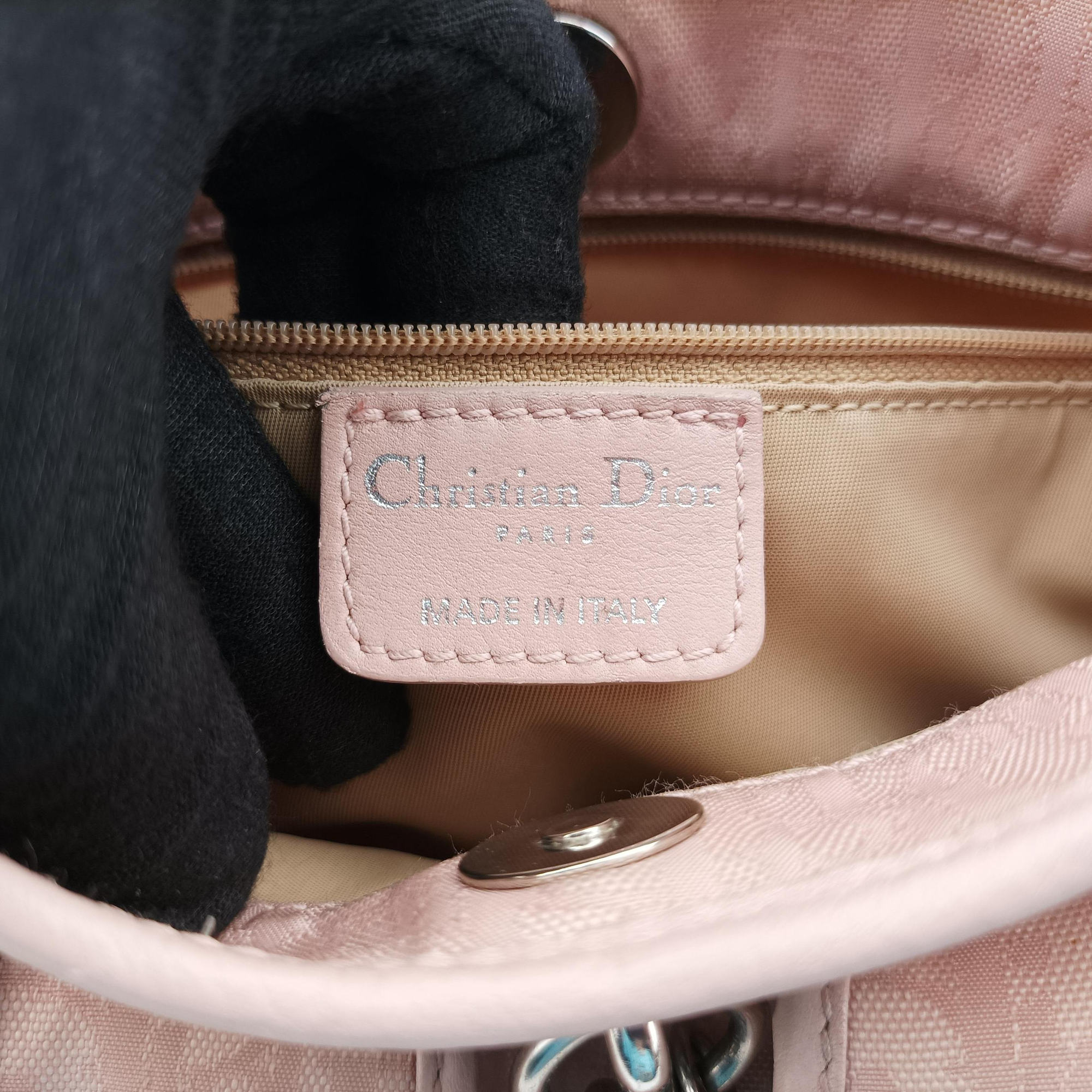 Secondhand Christian Dior Lovely Trotter Pink Cotton Canvas × Leather  handbag | stylenewstar