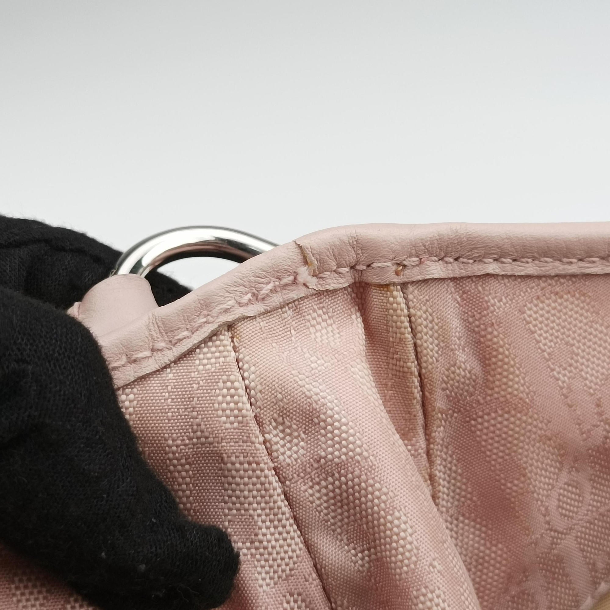 Secondhand Christian Dior Lovely Trotter Pink Cotton Canvas × Leather  handbag | stylenewstar