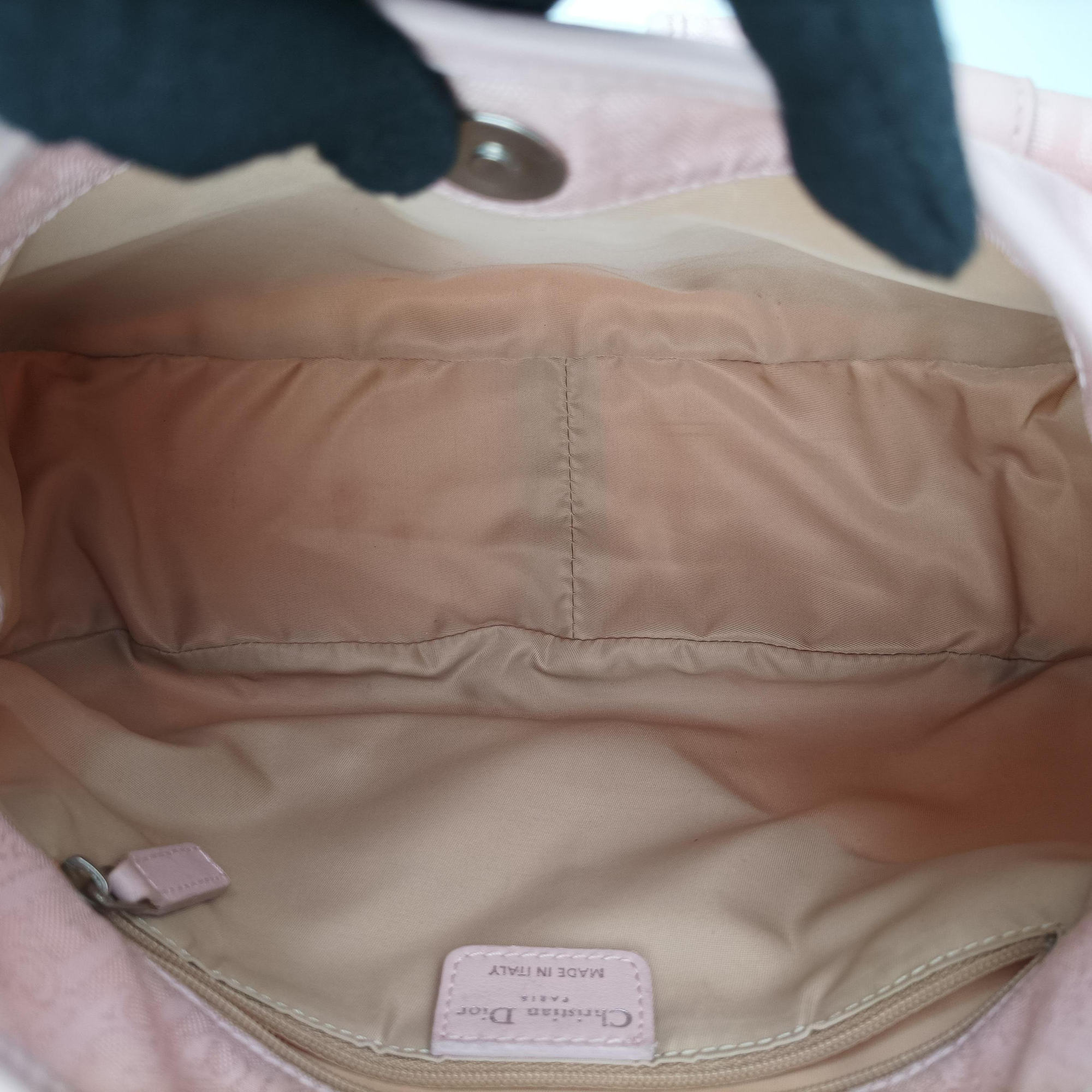 Secondhand Christian Dior Lovely Trotter Pink Cotton Canvas × Leather  handbag | stylenewstar