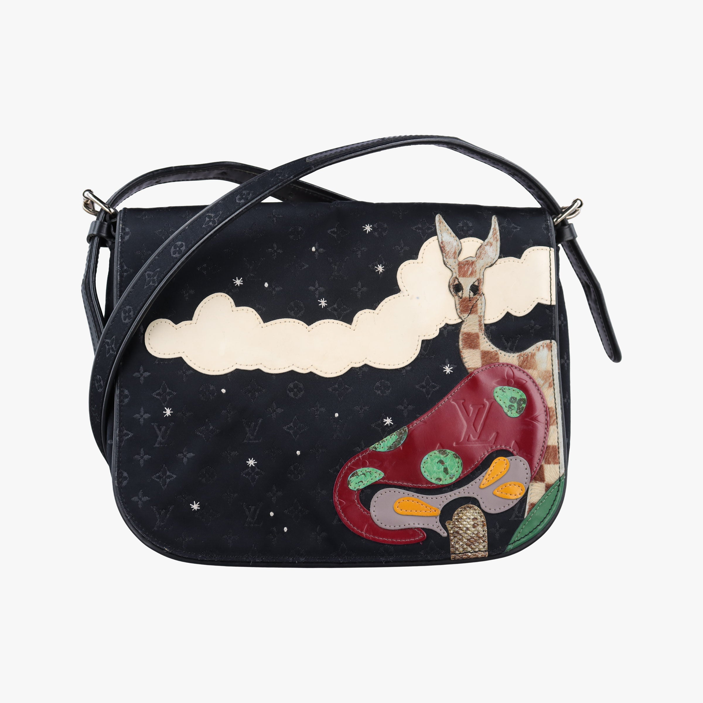 Pre-owned Louis Vuitton musette Black x multicolor Monogram Satin M92273 shoulderbag | stylenewstar