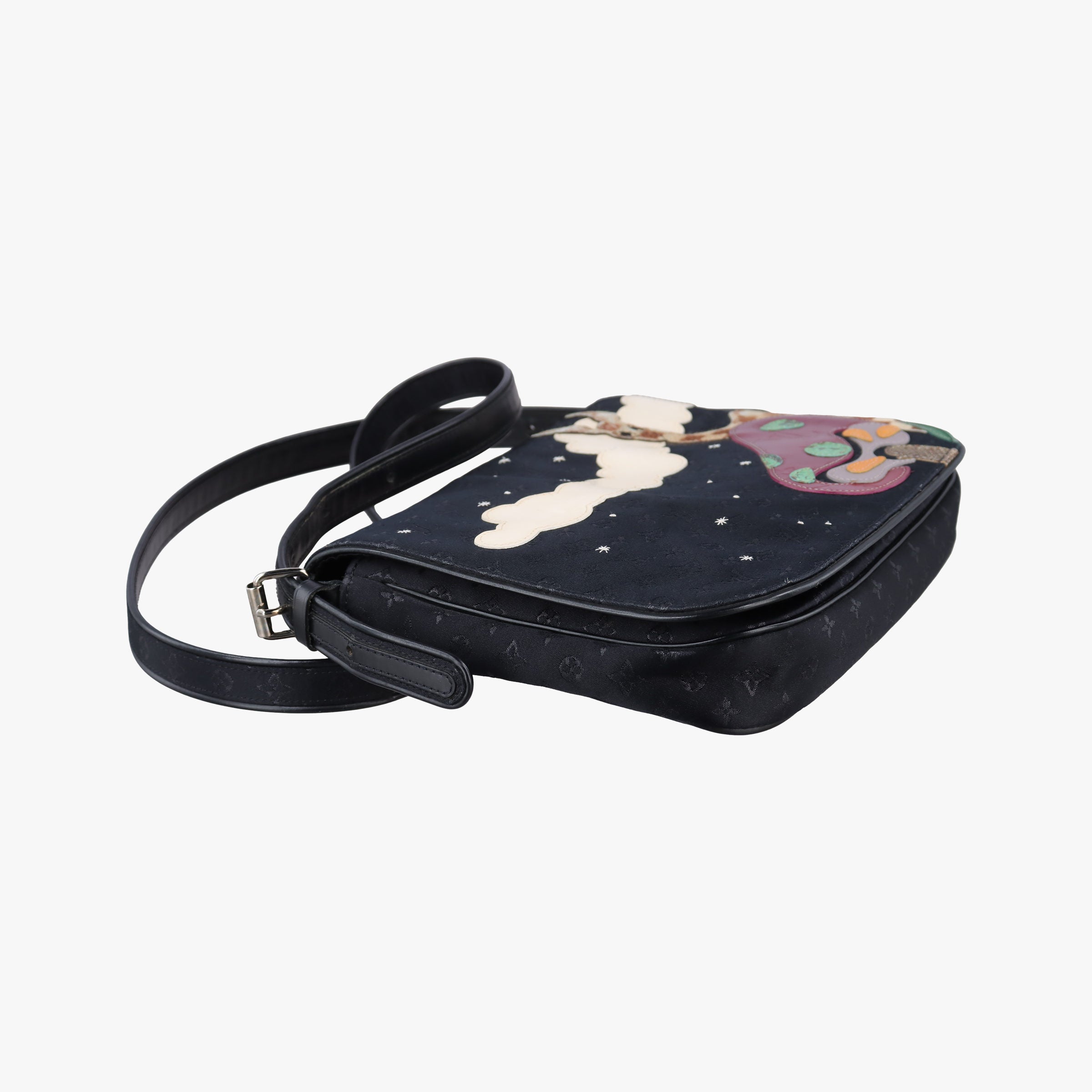 Pre-owned Louis Vuitton musette Black x multicolor Monogram Satin M92273 shoulderbag | stylenewstar