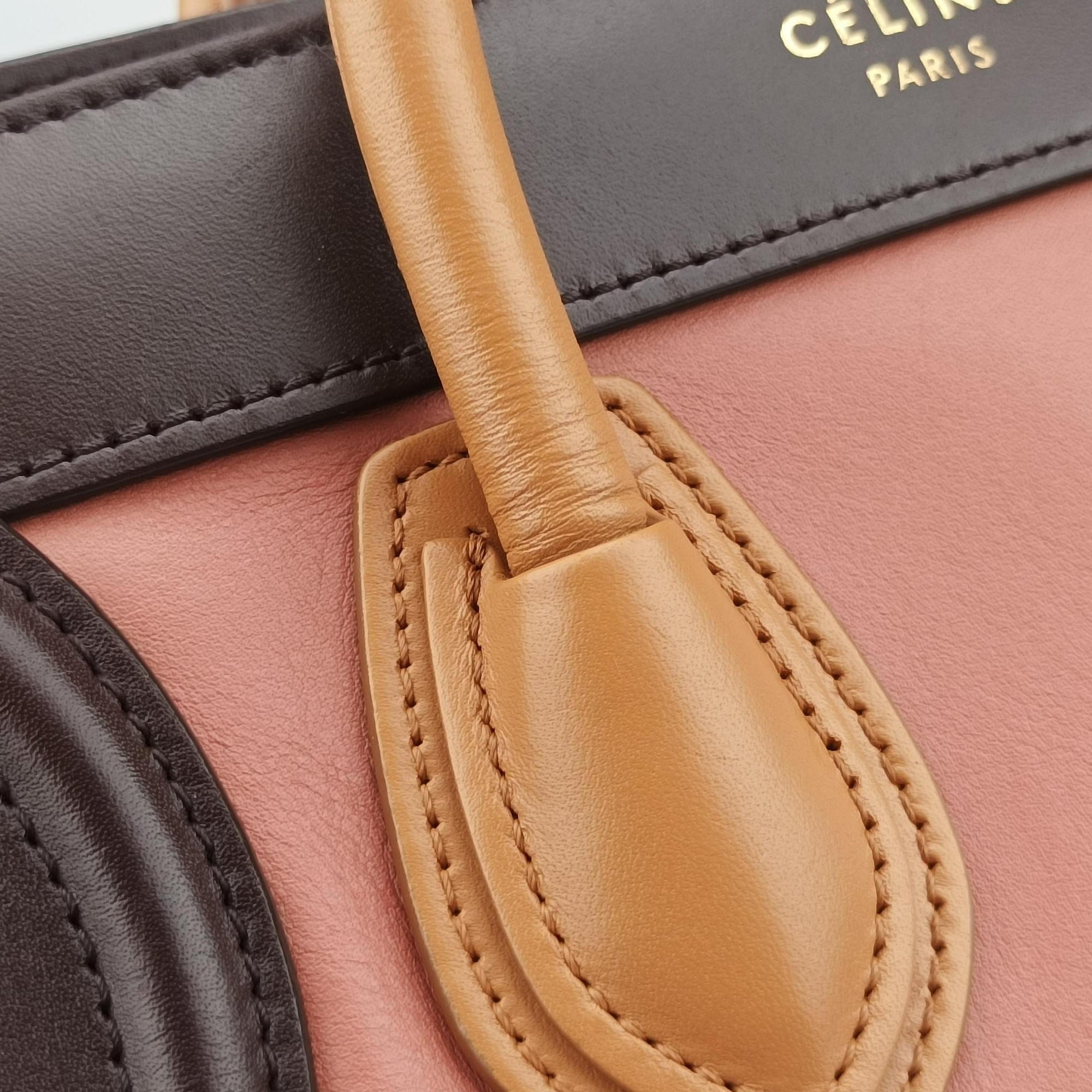 Secondhand Celine luggage nano shopper Pink beige×brown×black Leather  shoulderbag | stylenewstar