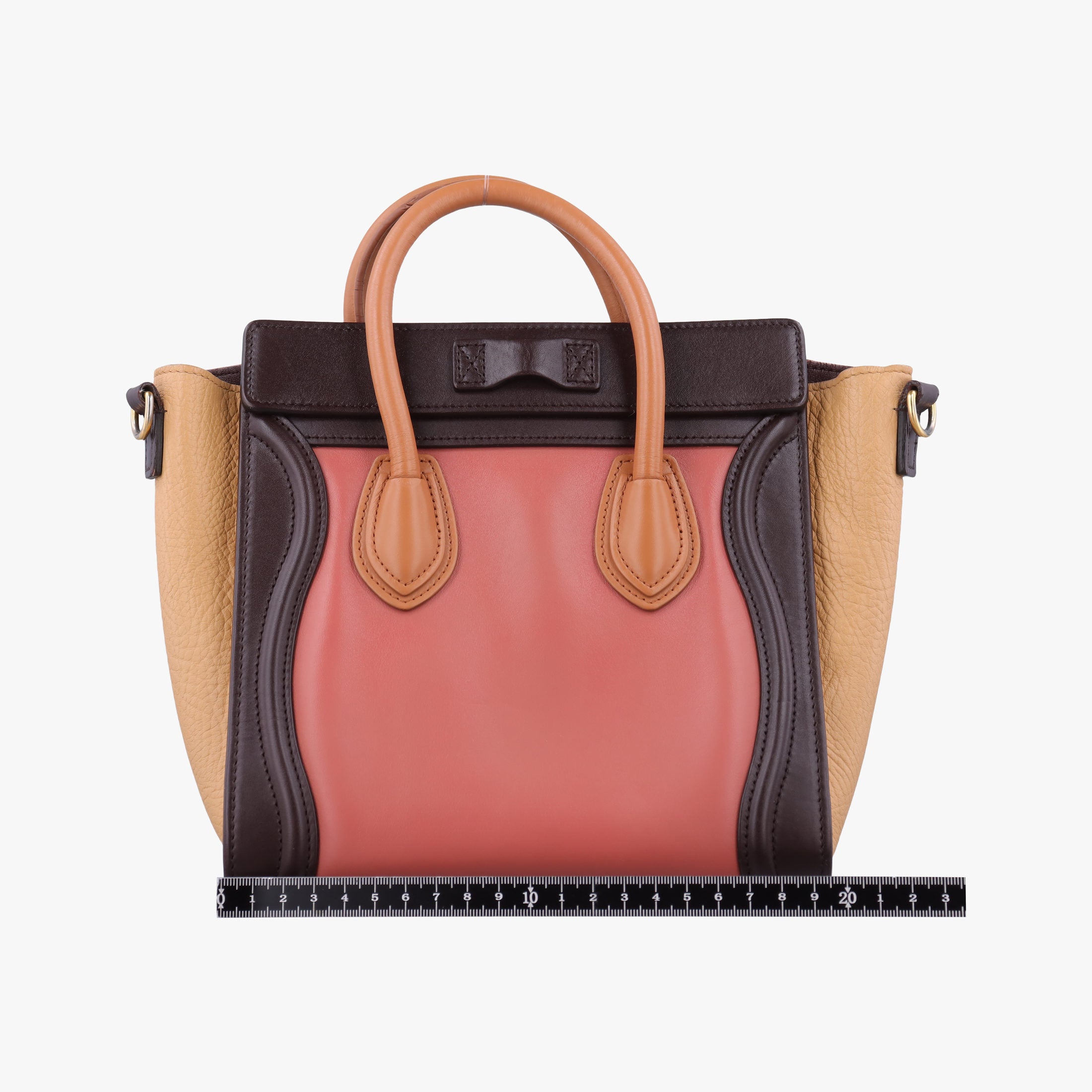 Secondhand Celine luggage nano shopper Pink beige×brown×black Leather  shoulderbag | stylenewstar