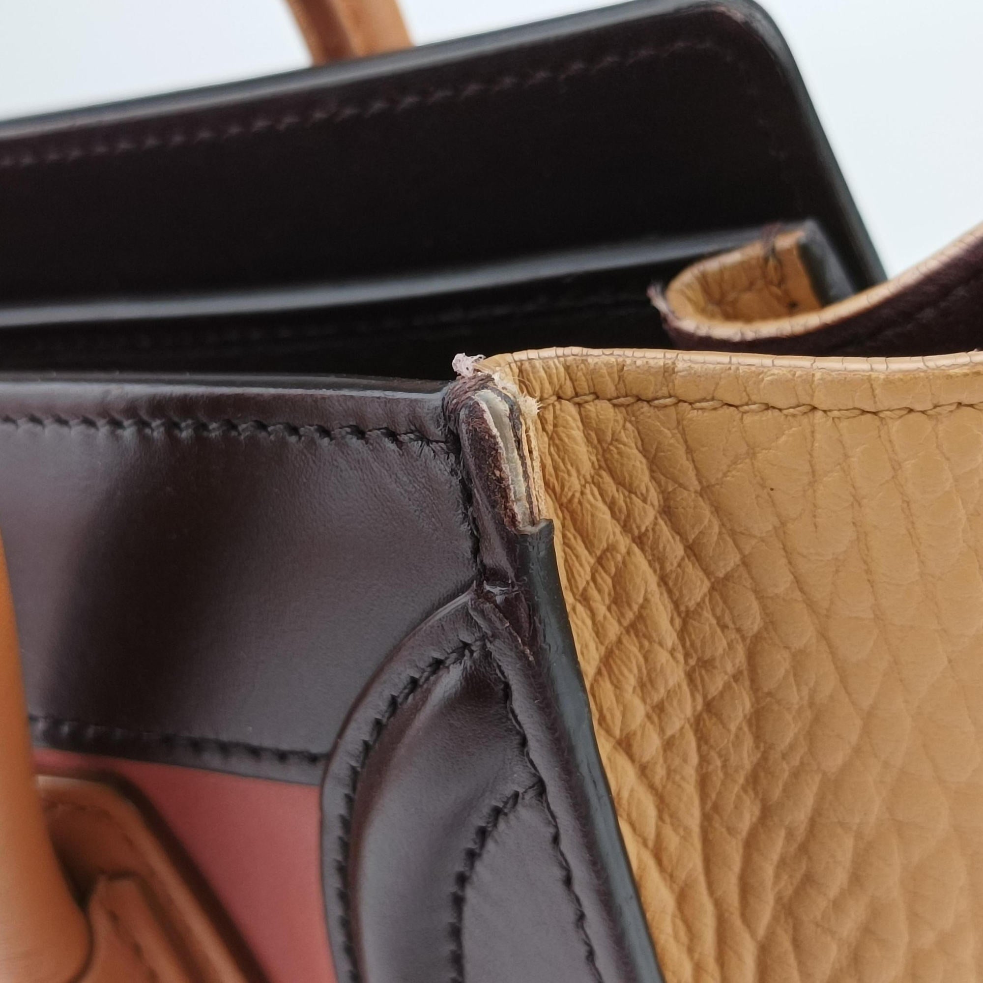 Secondhand Celine luggage nano shopper Pink beige×brown×black Leather  shoulderbag | stylenewstar
