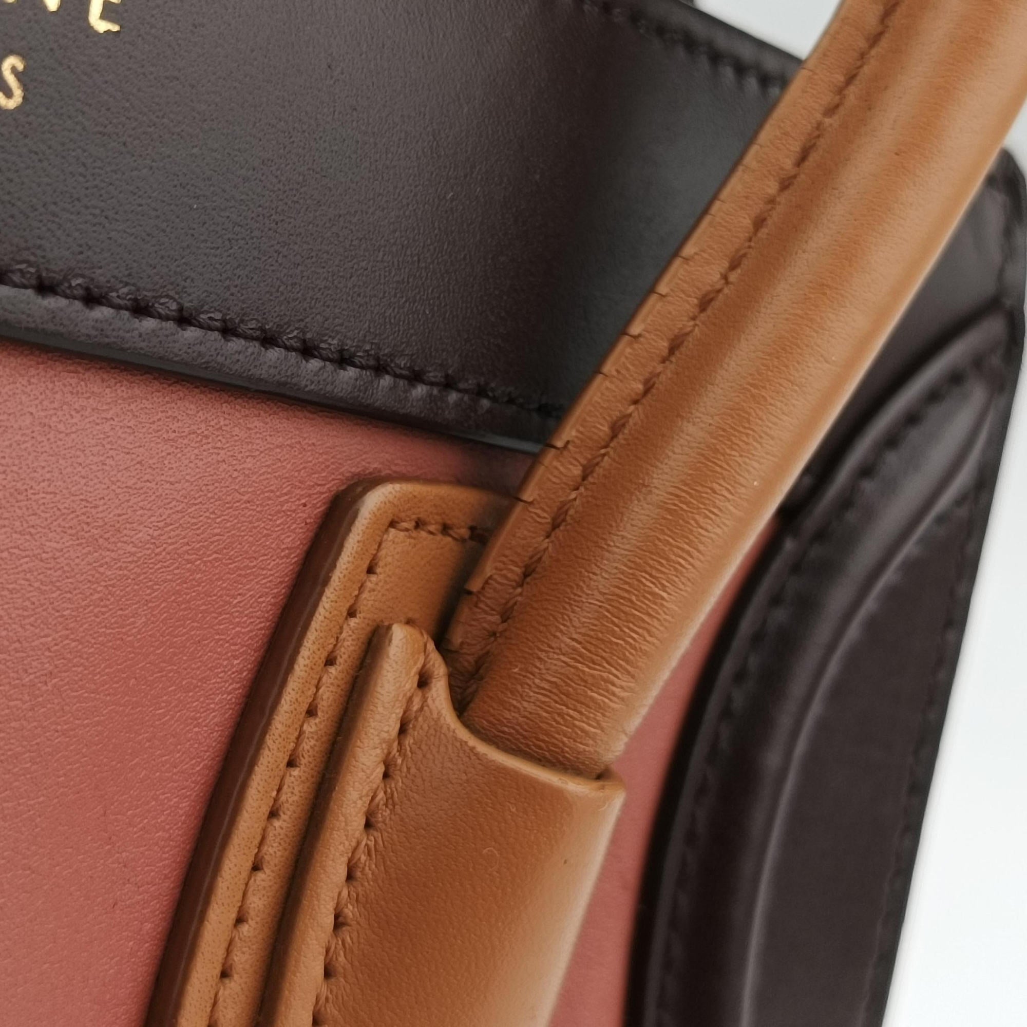 Secondhand Celine luggage nano shopper Pink beige×brown×black Leather  shoulderbag | stylenewstar