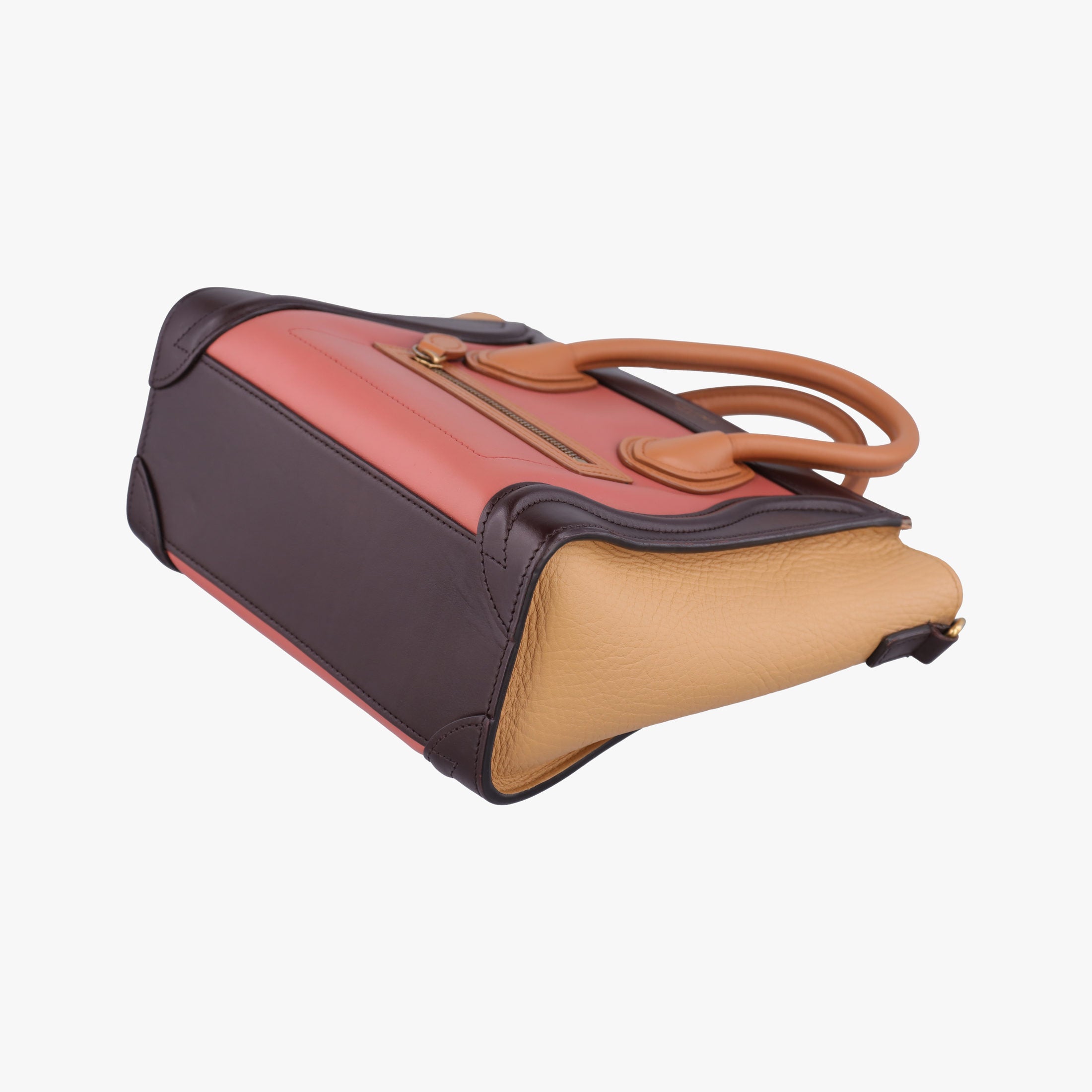 Secondhand Celine luggage nano shopper Pink beige×brown×black Leather  shoulderbag | stylenewstar