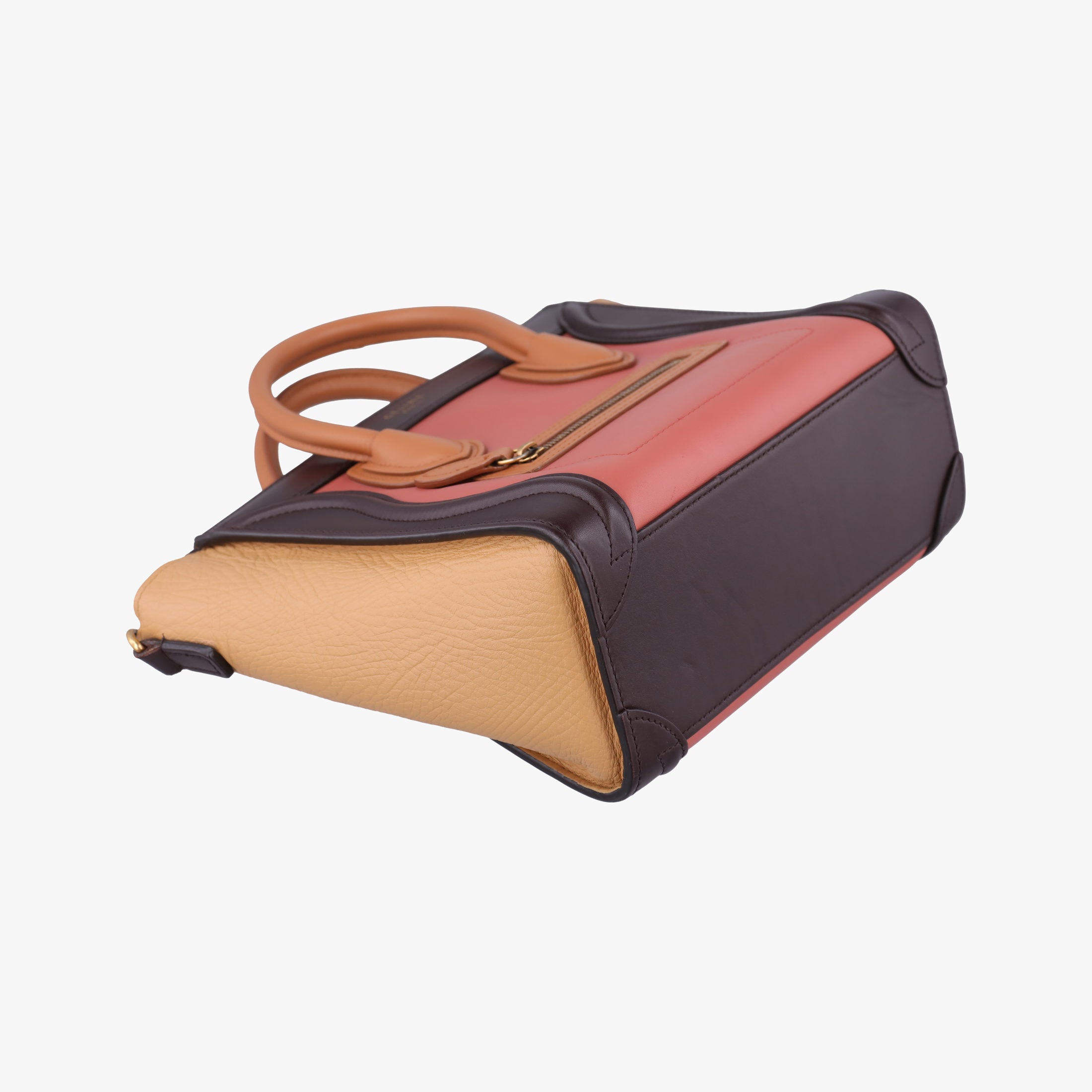 Secondhand Celine luggage nano shopper Pink beige×brown×black Leather  shoulderbag | stylenewstar