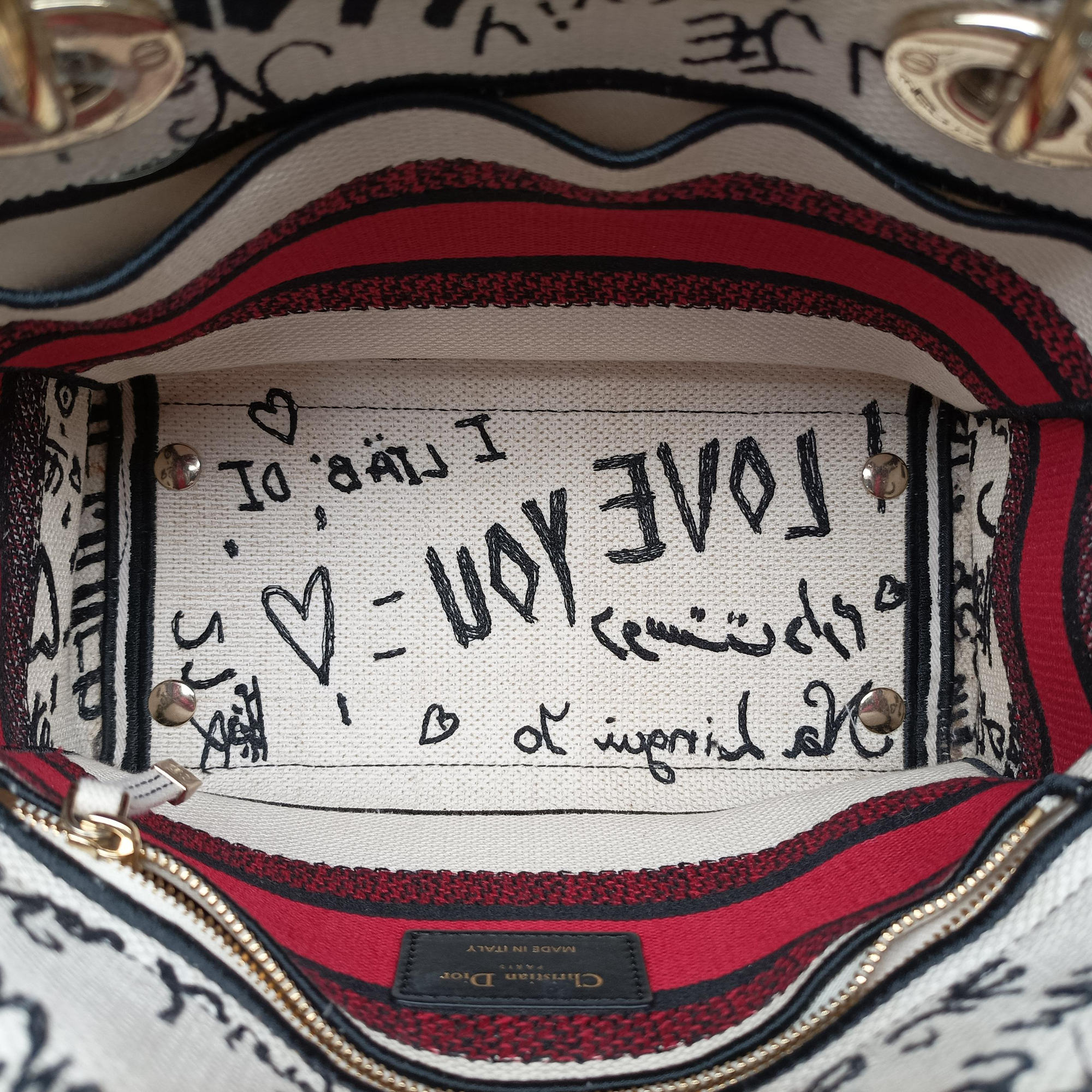 Vintage Christian Dior Lady D-Lite White ×Multicolor Canvas  shoulderbag | stylenewstar