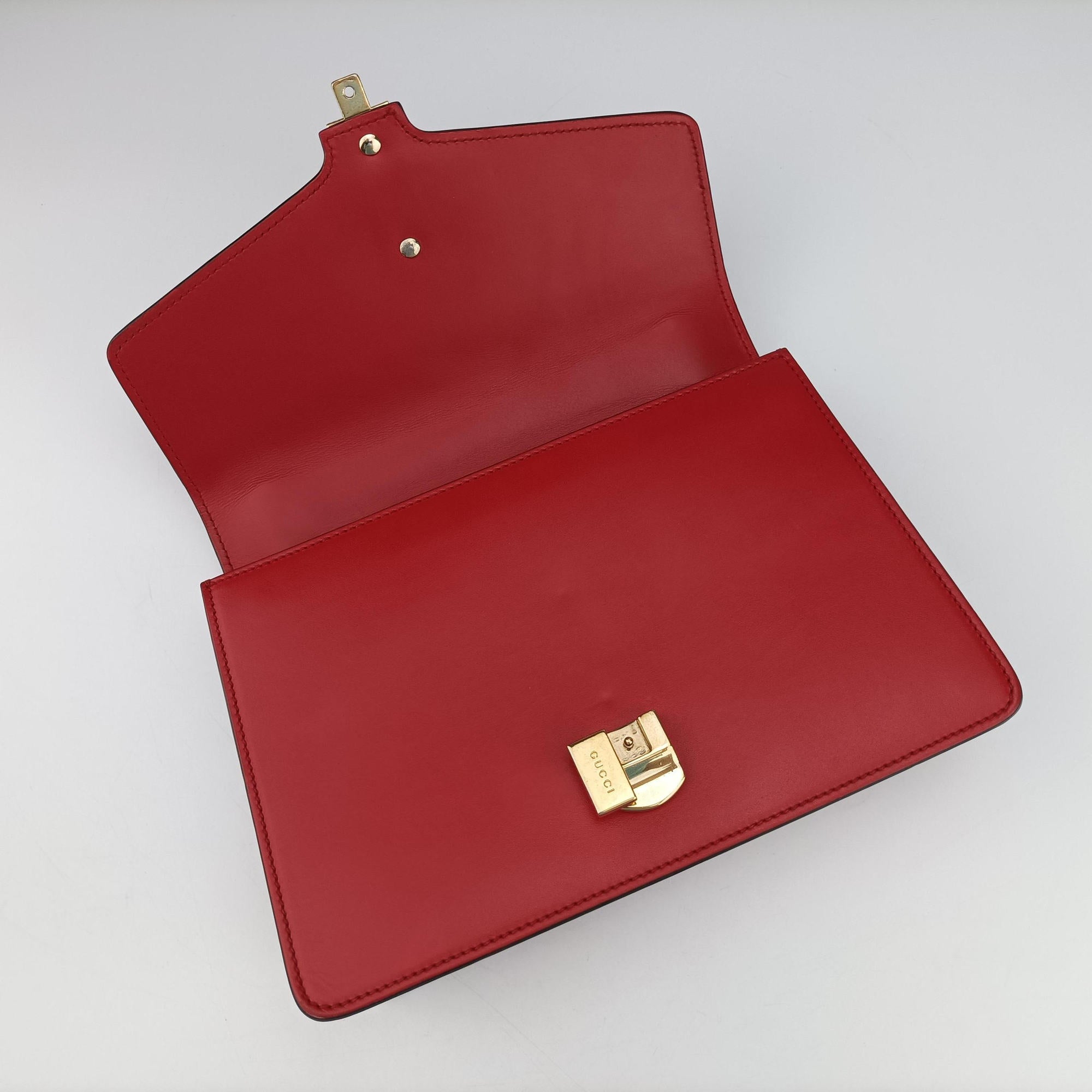 Pre-owned Gucci Sylvie Red×navy Leather 421882 shoulderbag | stylenewstar