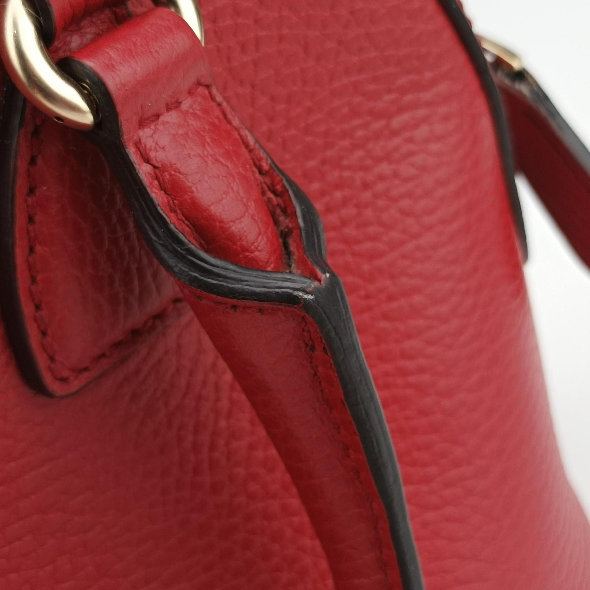 Secondhand Gucci Interlocking G charm Dome Red Leather 449661 handbag | stylenewstar