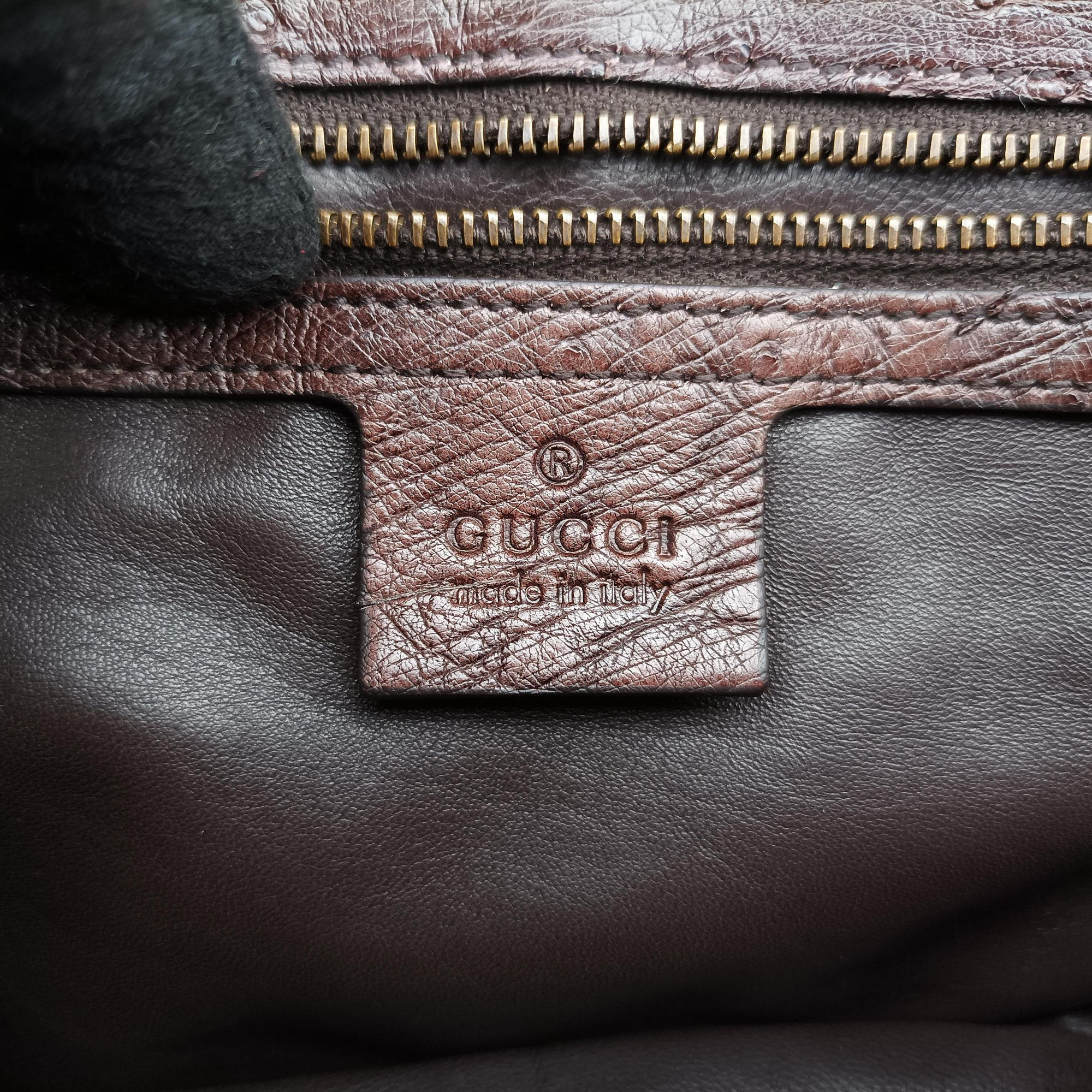 Vintage Gucci 1973 Double G Brown Ostrich Leather 251820 shoulderbag | stylenewstar