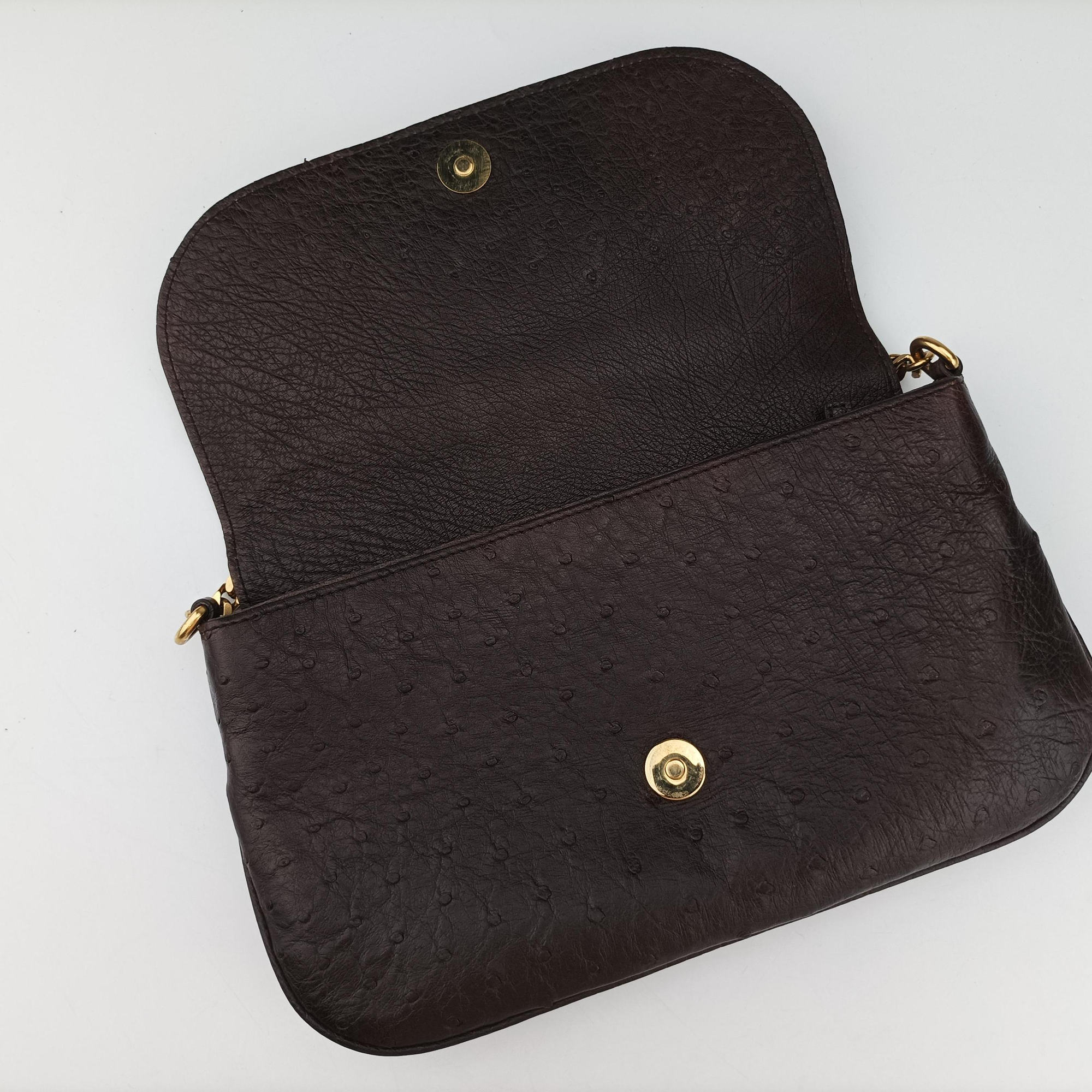 Vintage Gucci 1973 Double G Brown Ostrich Leather 251820 shoulderbag | stylenewstar