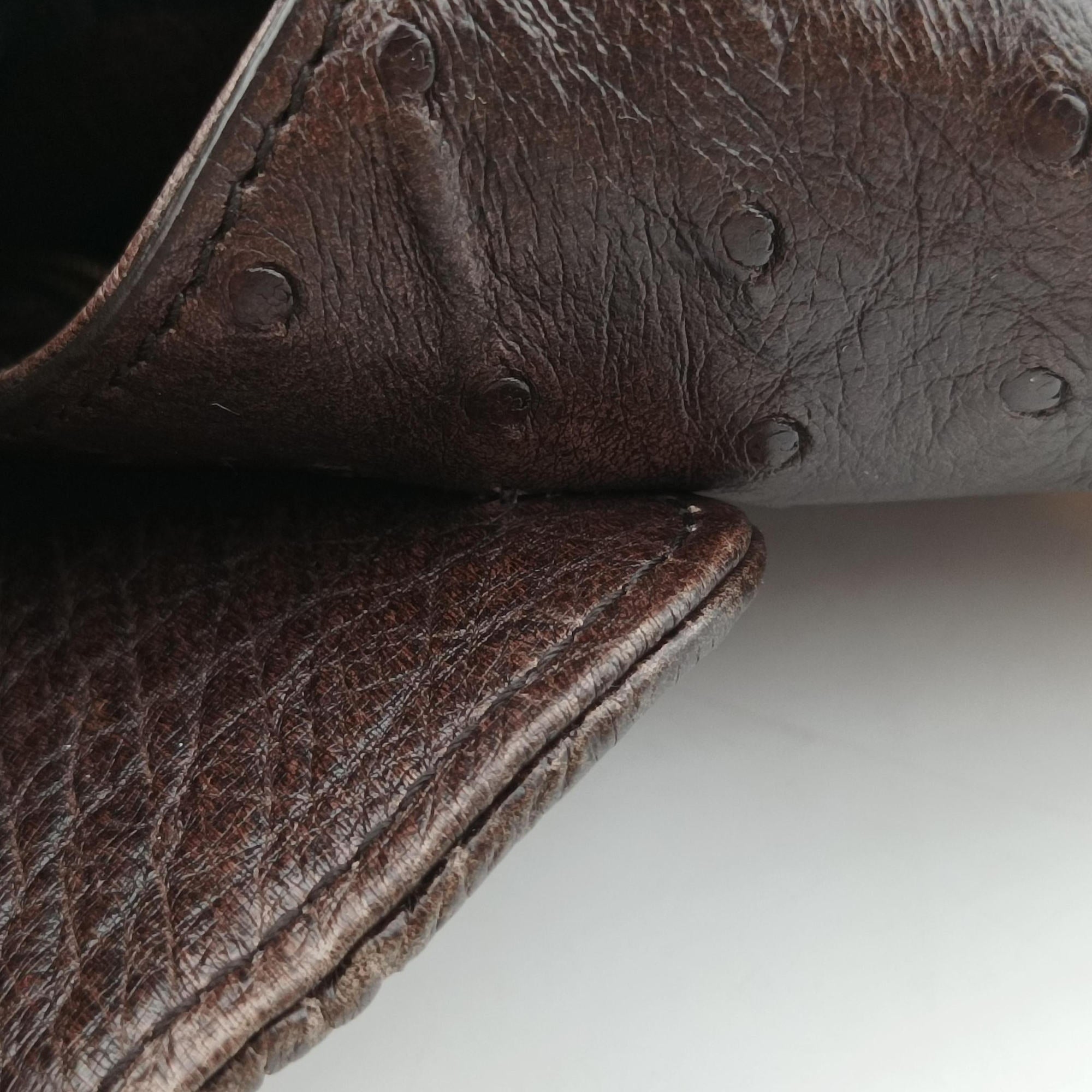 Vintage Gucci 1973 Double G Brown Ostrich Leather 251820 shoulderbag | stylenewstar