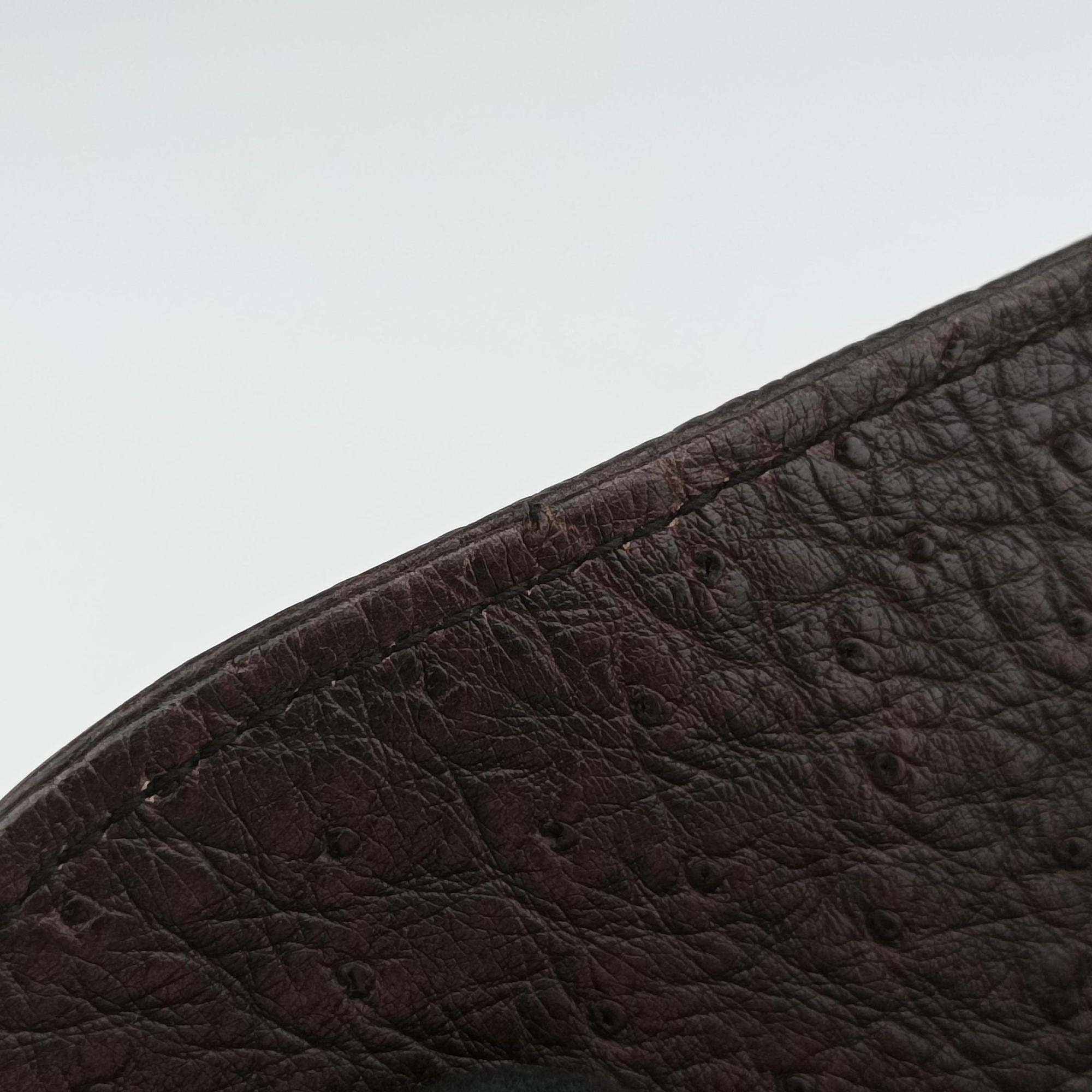Vintage Gucci 1973 Double G Brown Ostrich Leather 251820 shoulderbag | stylenewstar