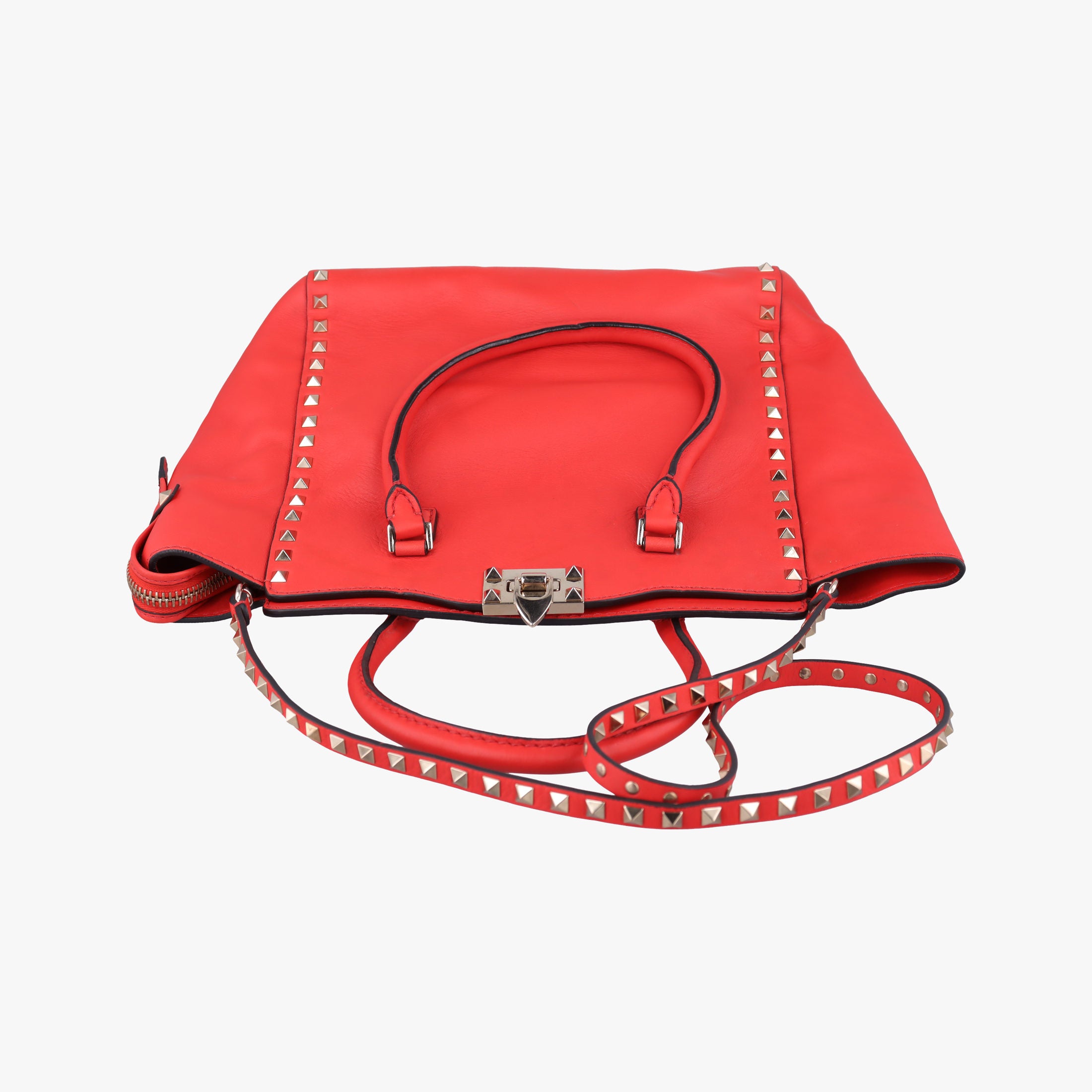 Pre-owned Valentino Rockstud Red Leather  shoulderbag | stylenewstar