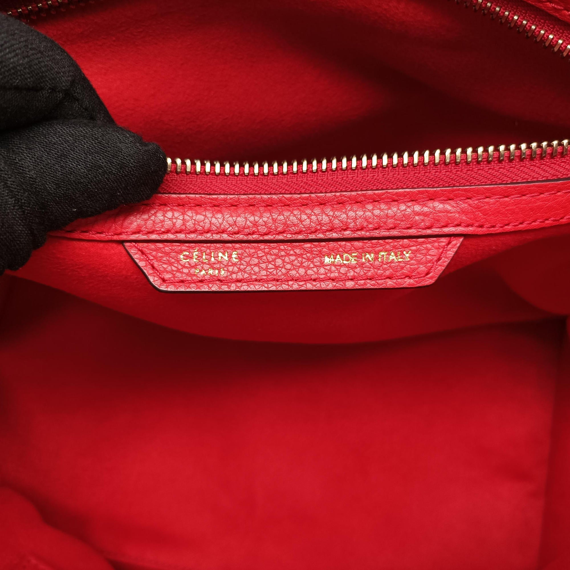 Secondhand Celine Luggage Mini Shopper Red Leather  handbag | stylenewstar