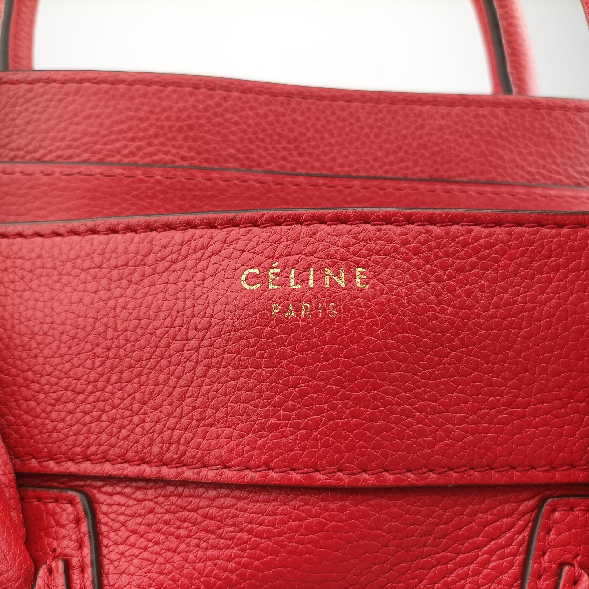 Secondhand Celine Luggage Mini Shopper Red Leather  handbag | stylenewstar