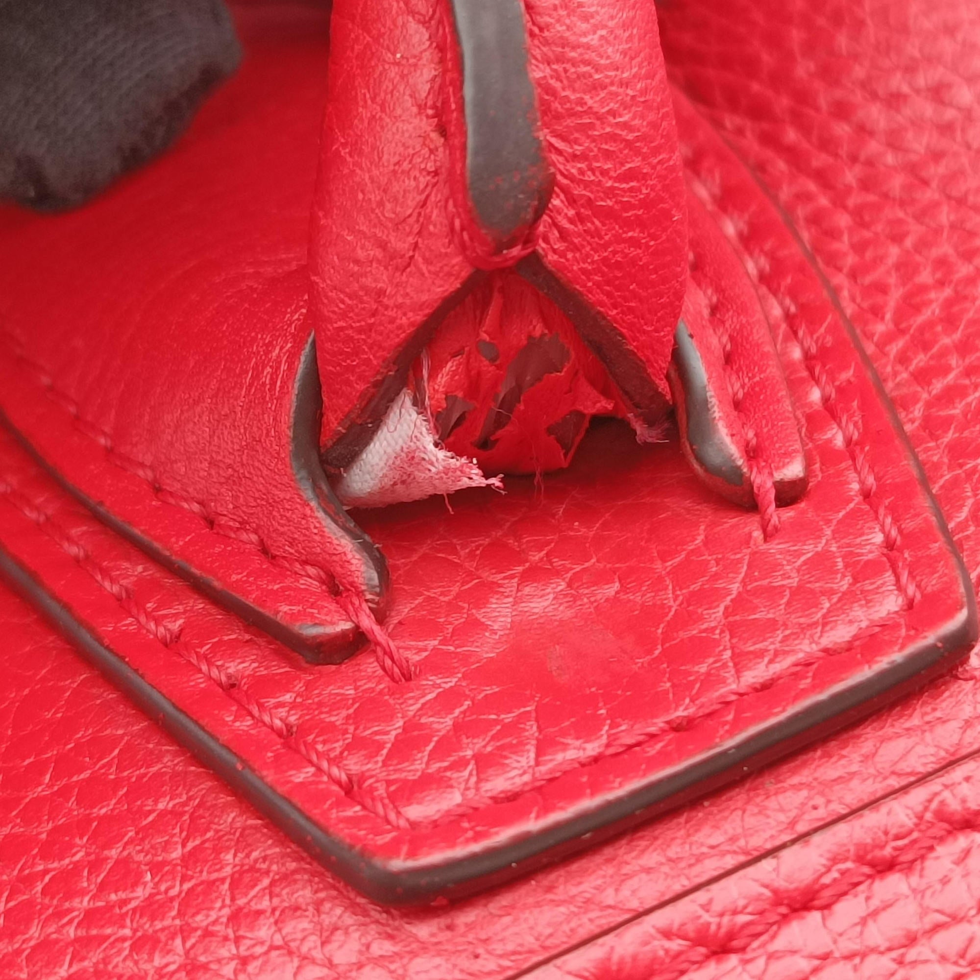 Secondhand Celine Luggage Mini Shopper Red Leather  handbag | stylenewstar