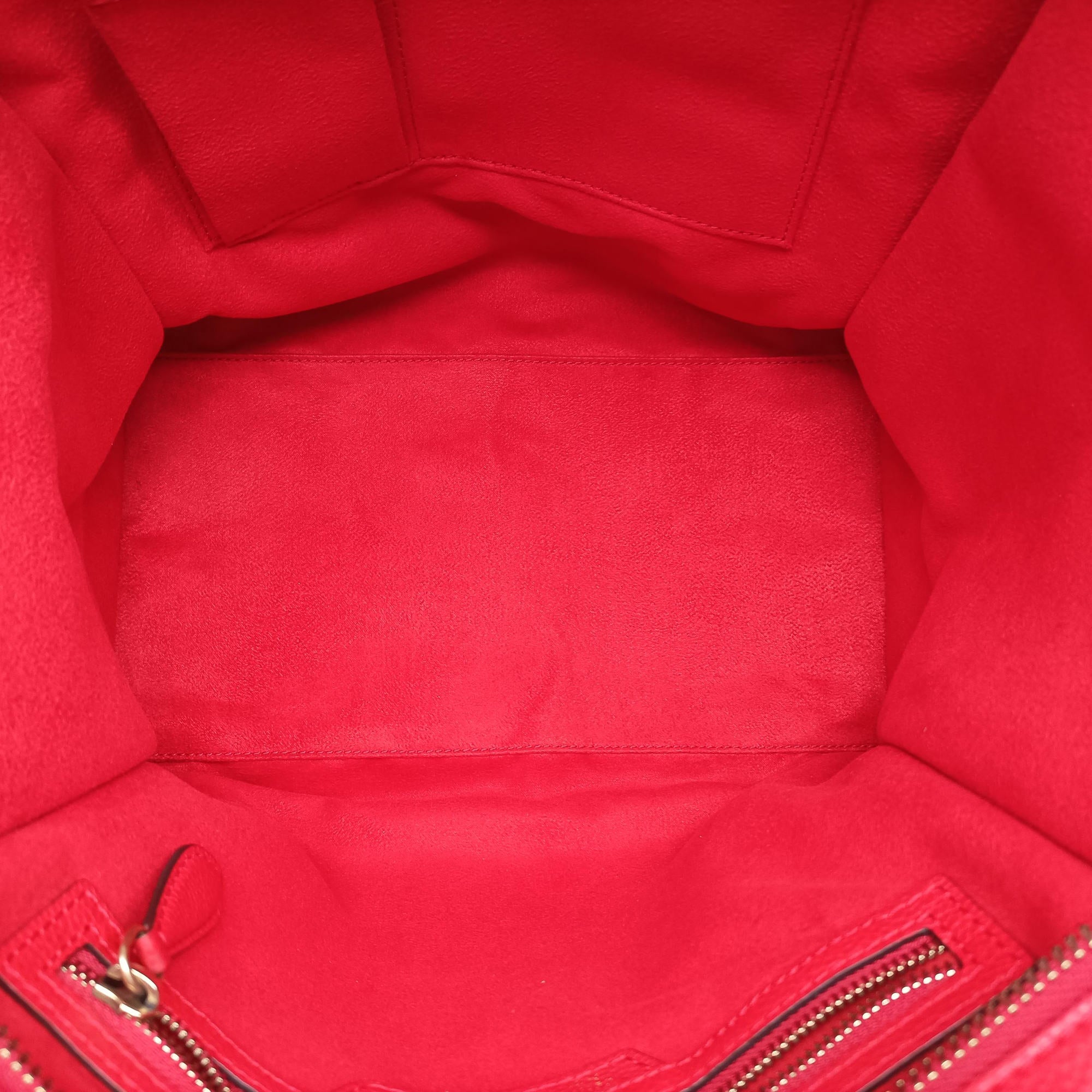 Secondhand Celine Luggage Mini Shopper Red Leather  handbag | stylenewstar