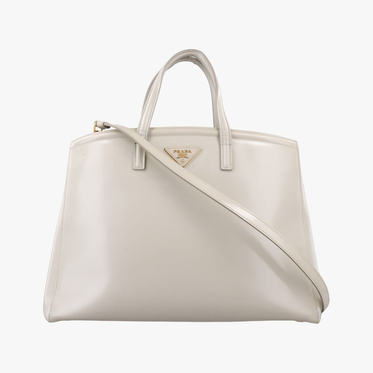 Secondhand Prada Parabole Tote White Patent  shoulderbag | stylenewstar