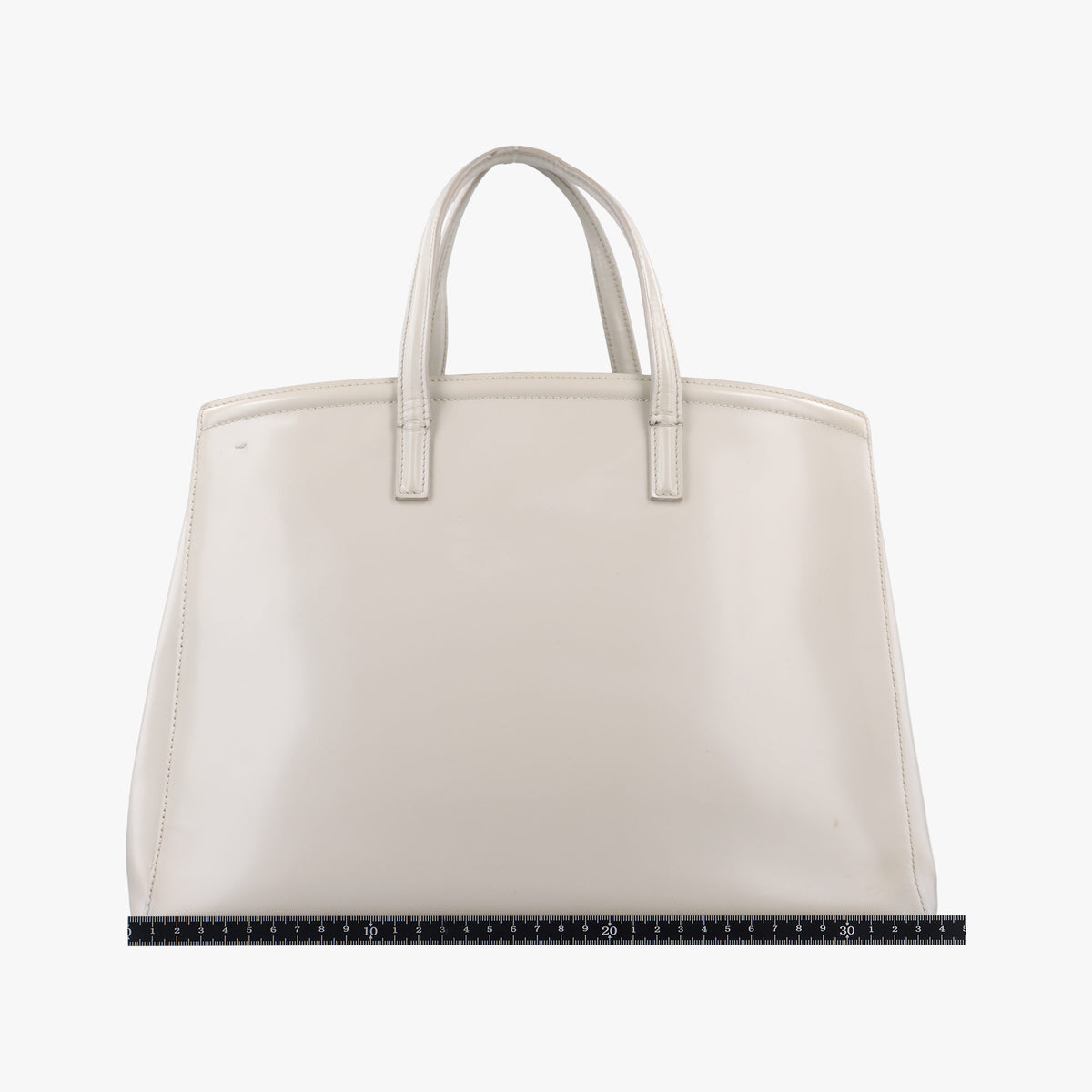 Pre-owned Prada Parabole Tote White Patent  shoulderbag | stylenewstar