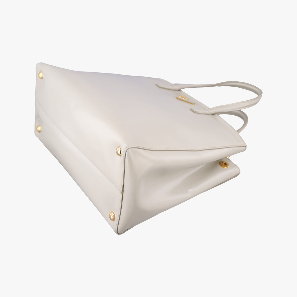 Pre-owned Prada Parabole Tote White Patent  shoulderbag | stylenewstar