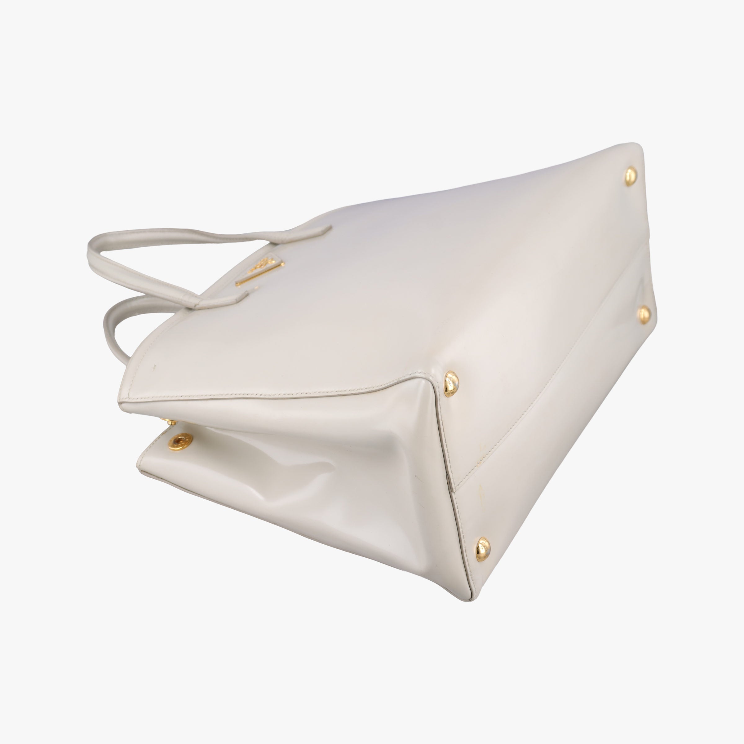 Pre-owned Prada Parabole Tote White Patent  shoulderbag | stylenewstar