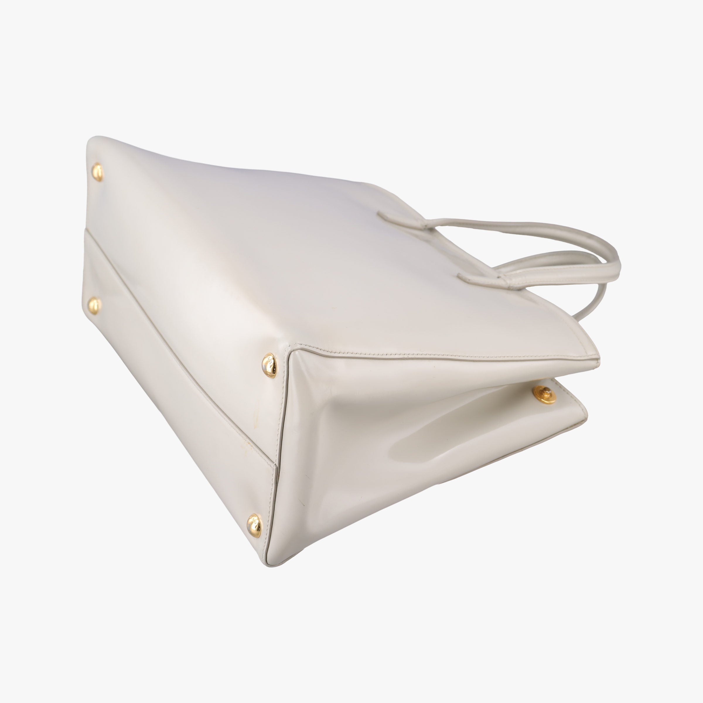 Pre-owned Prada Parabole Tote White Patent  shoulderbag | stylenewstar