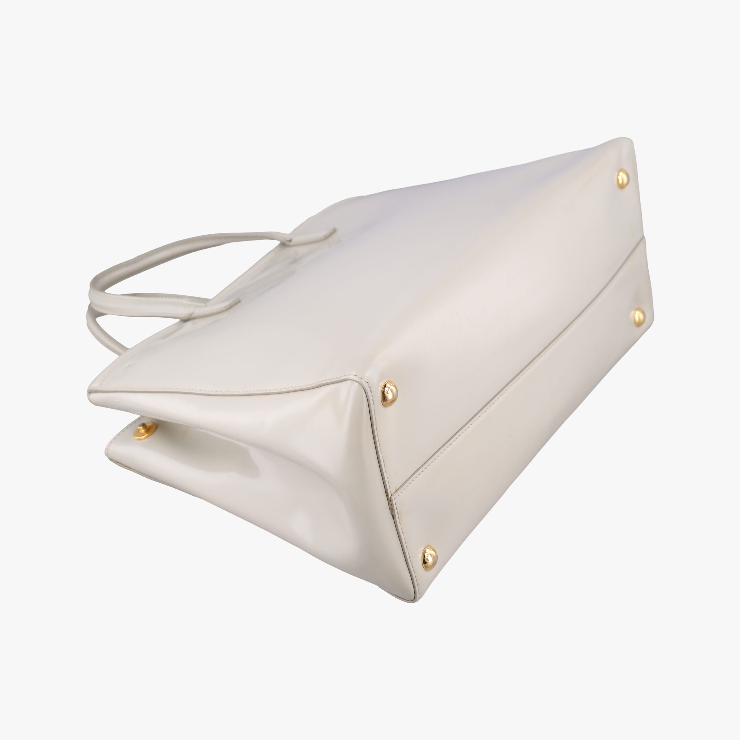 Pre-owned Prada Parabole Tote White Patent  shoulderbag | stylenewstar