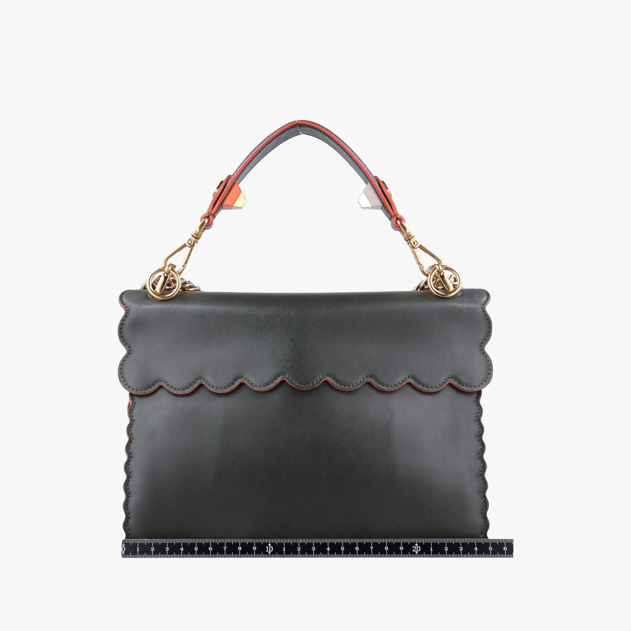 Secondhand Fendi KAN I Green Leather 8BT283 shoulderbag | stylenewstar