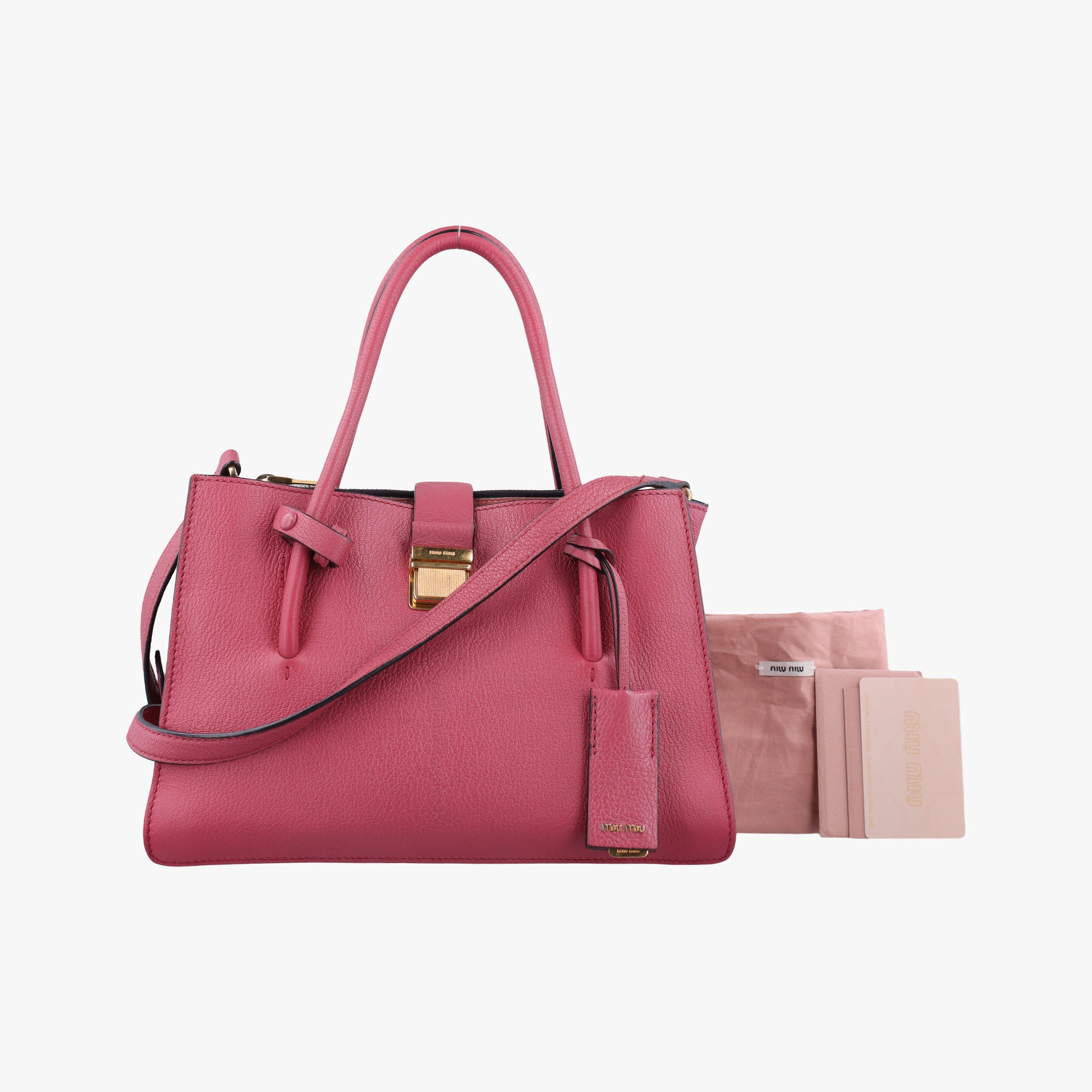 Pre-owned Miu Miu MADRAS Fuchsia Pink Leather 5BA104 shoulderbag | stylenewstar