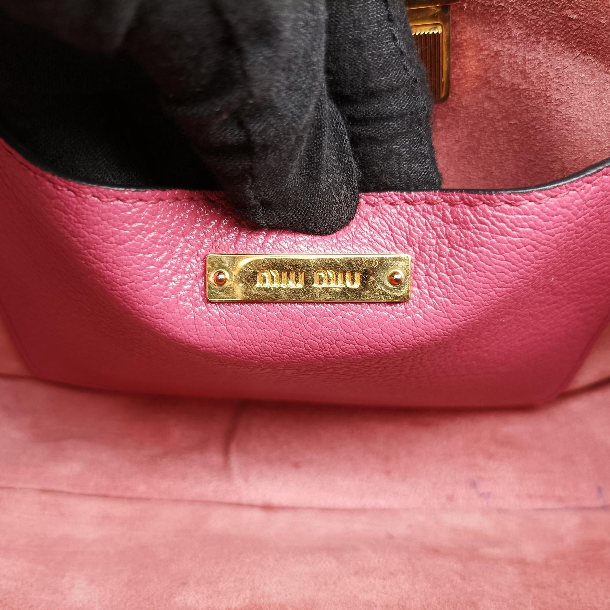 Pre-owned Miu Miu MADRAS Fuchsia Pink Leather 5BA104 shoulderbag | stylenewstar