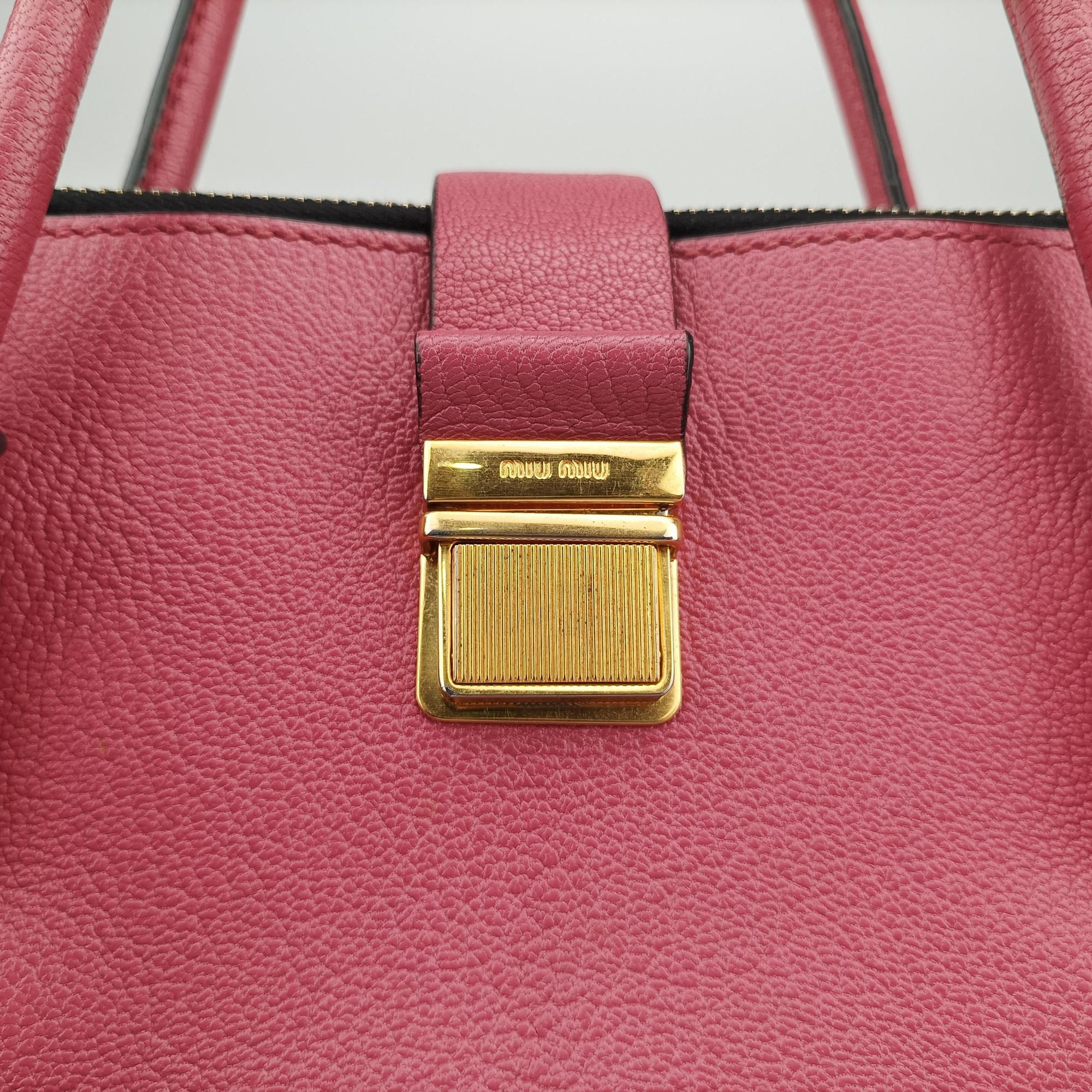 Pre-owned Miu Miu MADRAS Fuchsia Pink Leather 5BA104 shoulderbag | stylenewstar