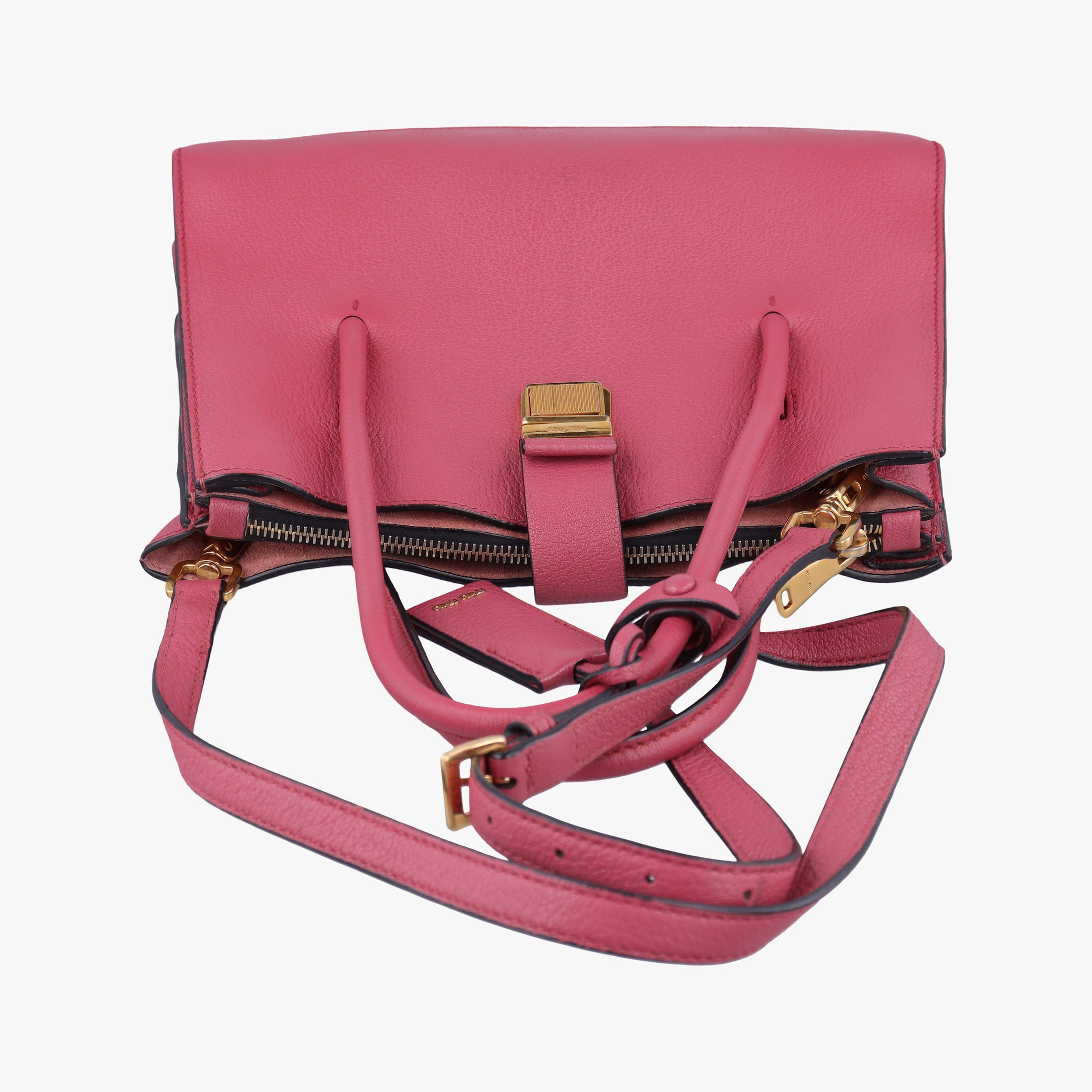 Pre-owned Miu Miu MADRAS Fuchsia Pink Leather 5BA104 shoulderbag | stylenewstar