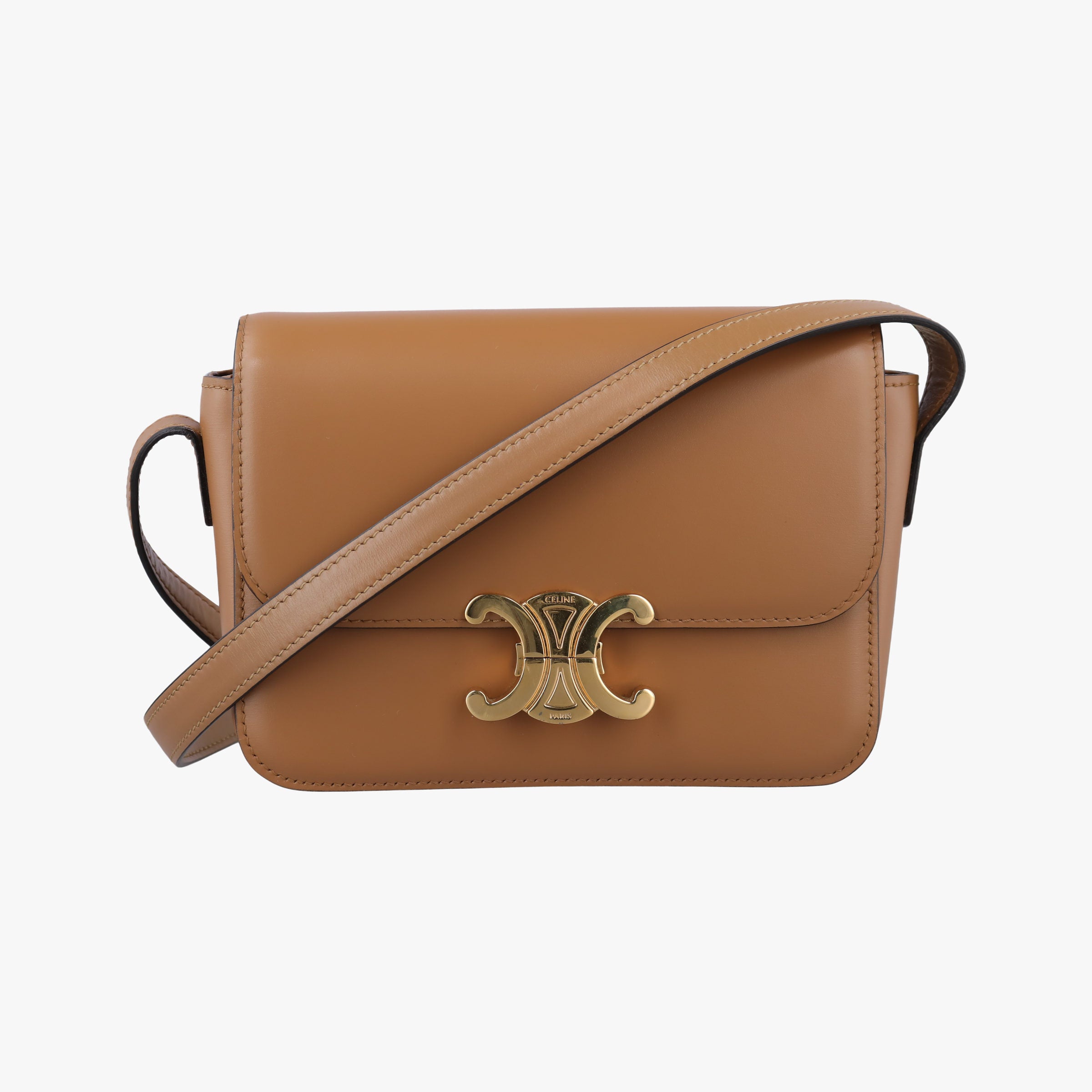 Pre-owned Celine Teen Triomphe Brown Leather 188423BF4 shoulderbag | stylenewstar