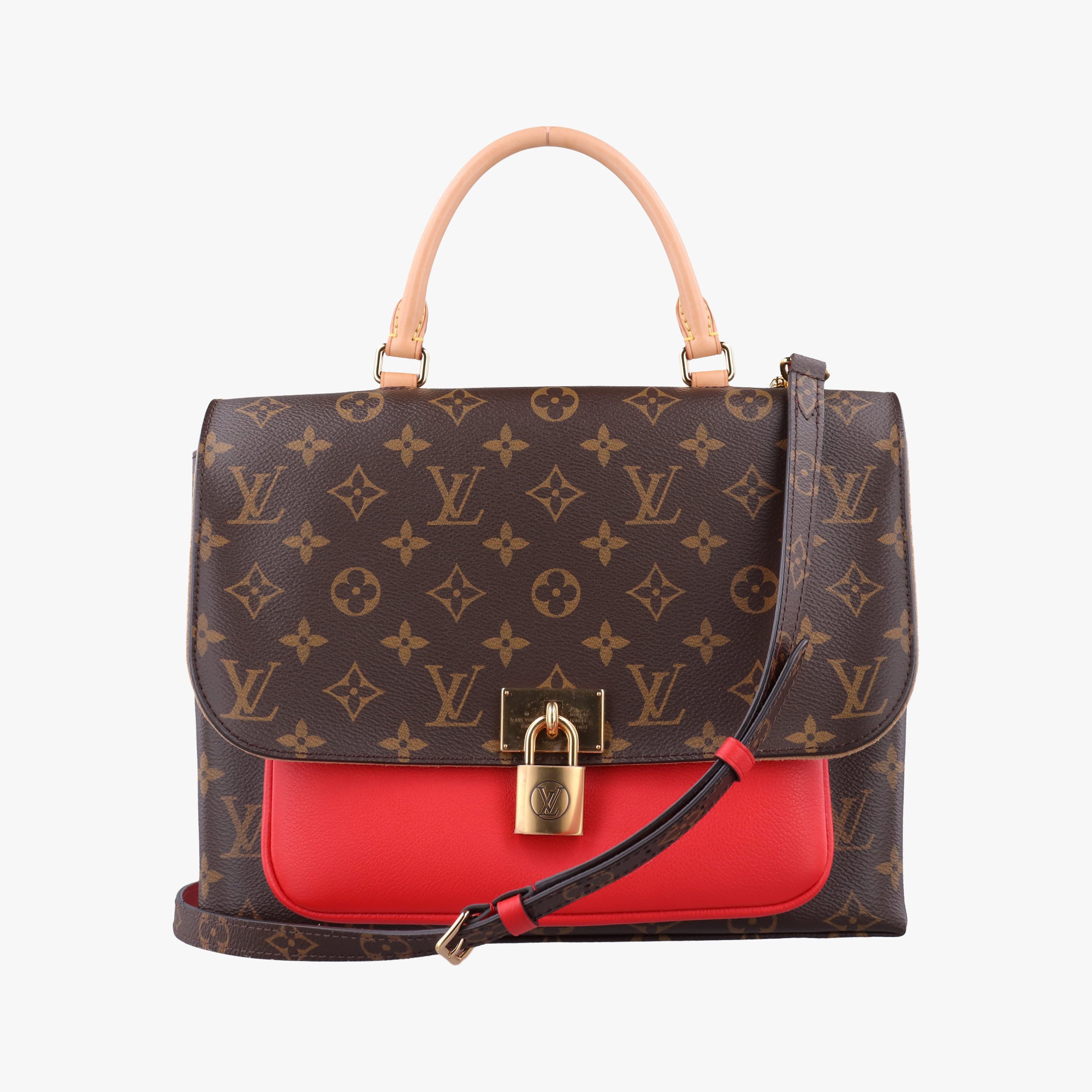 Pre-owned Louis Vuitton MARIGNAN Brown×COQUELICOT Monogram Canvas×calf leather M44286 shoulderbag | stylenewstar