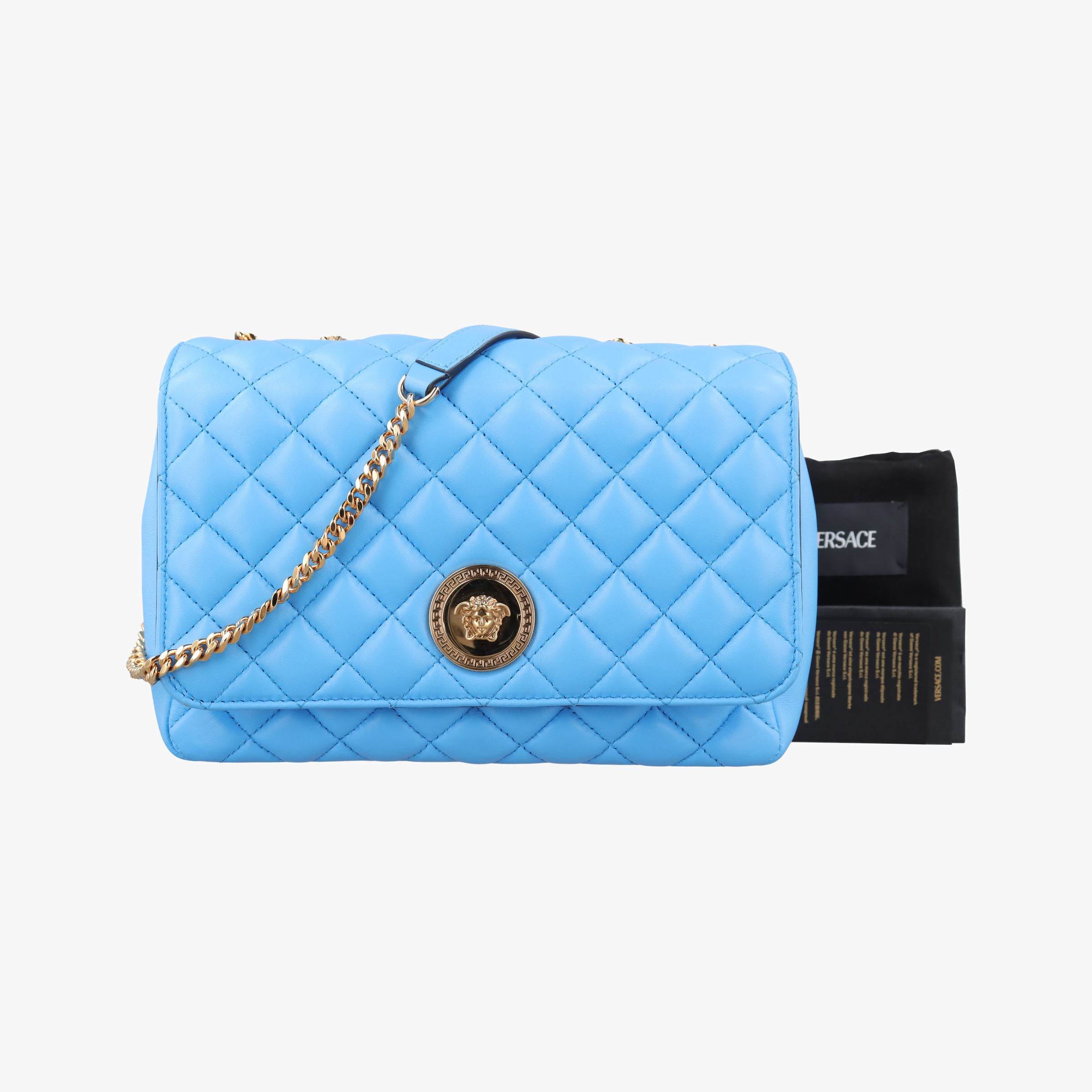 Pre-owned VERSACE Medusa Blue Leather  shoulderbag | stylenewstar