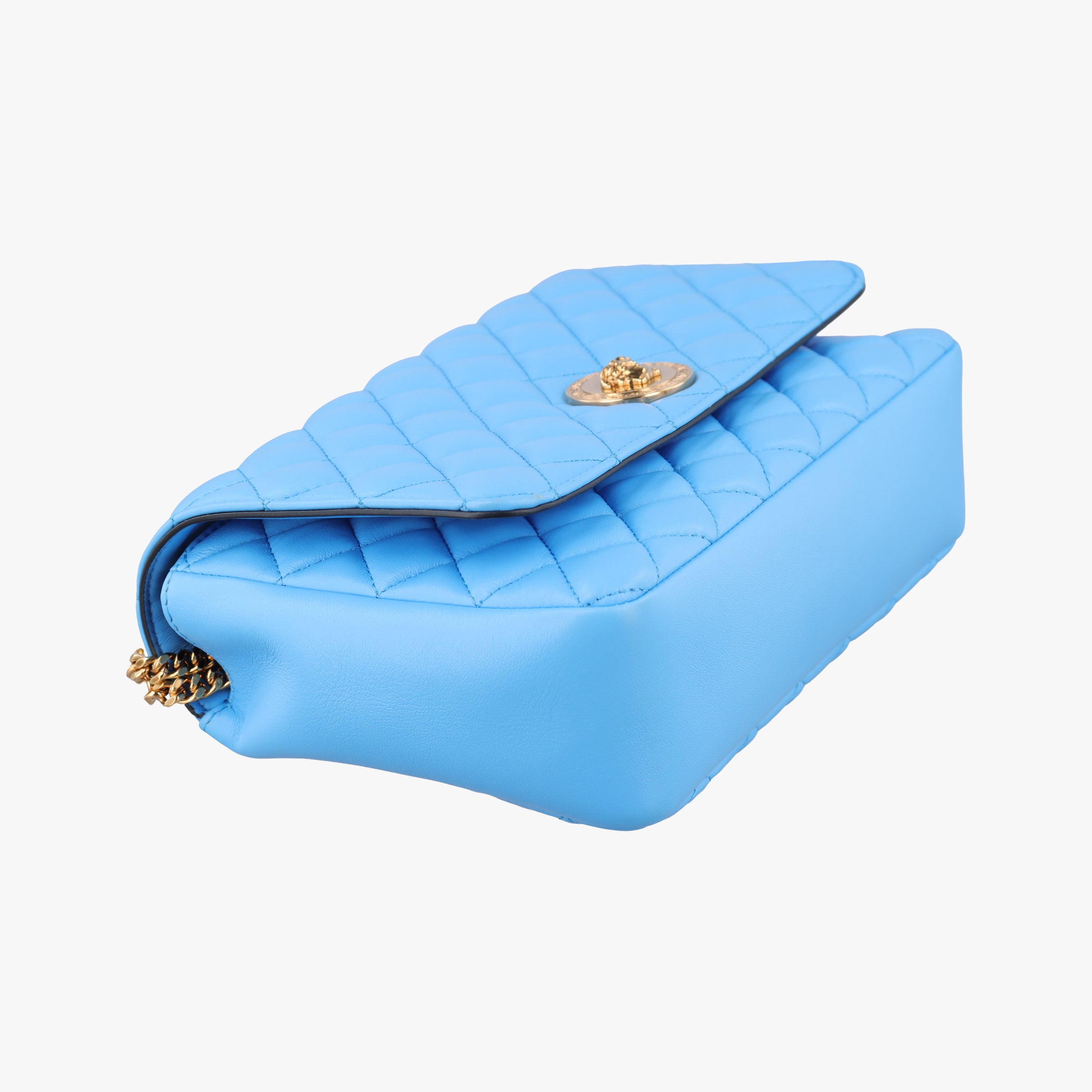 Pre-owned VERSACE Medusa Blue Leather  shoulderbag | stylenewstar