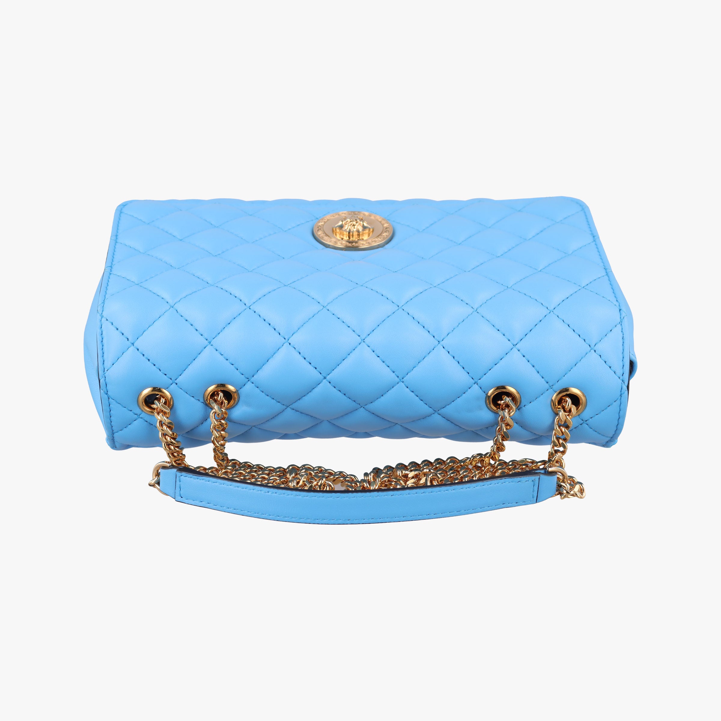 Pre-owned VERSACE Medusa Blue Leather  shoulderbag | stylenewstar