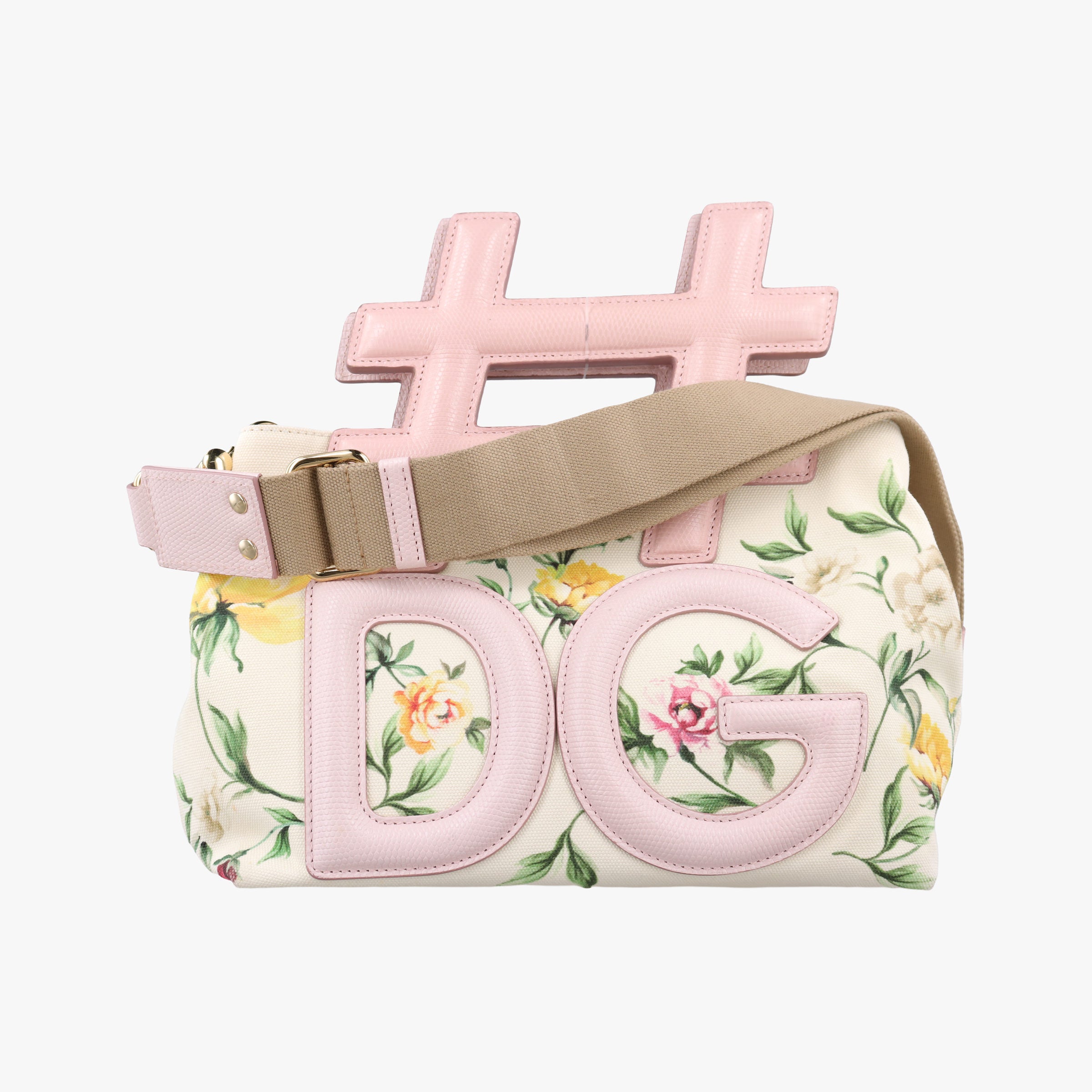 Pre-owned Dolce & Gabbana Floral Print Instabag White x Multicolor Canvas x Leather  shoulderbag | stylenewstar